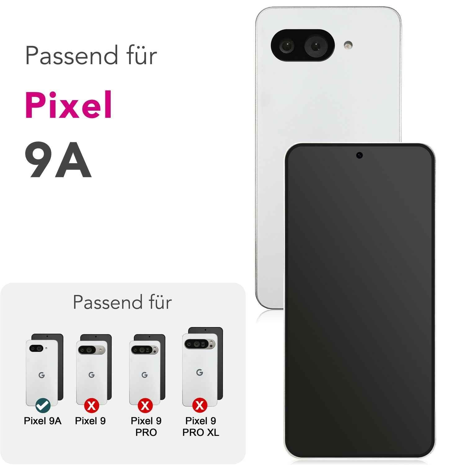 NALIA ArmorGlassX für Google Pixel 9a Glas, Set 2x Schutzglas [9H], Klare Panzerfolie mit schwarzem Rahmen, Berührungssensitiv, Anti-Kratzer Displayglas, Easy Install, Blasenfrei