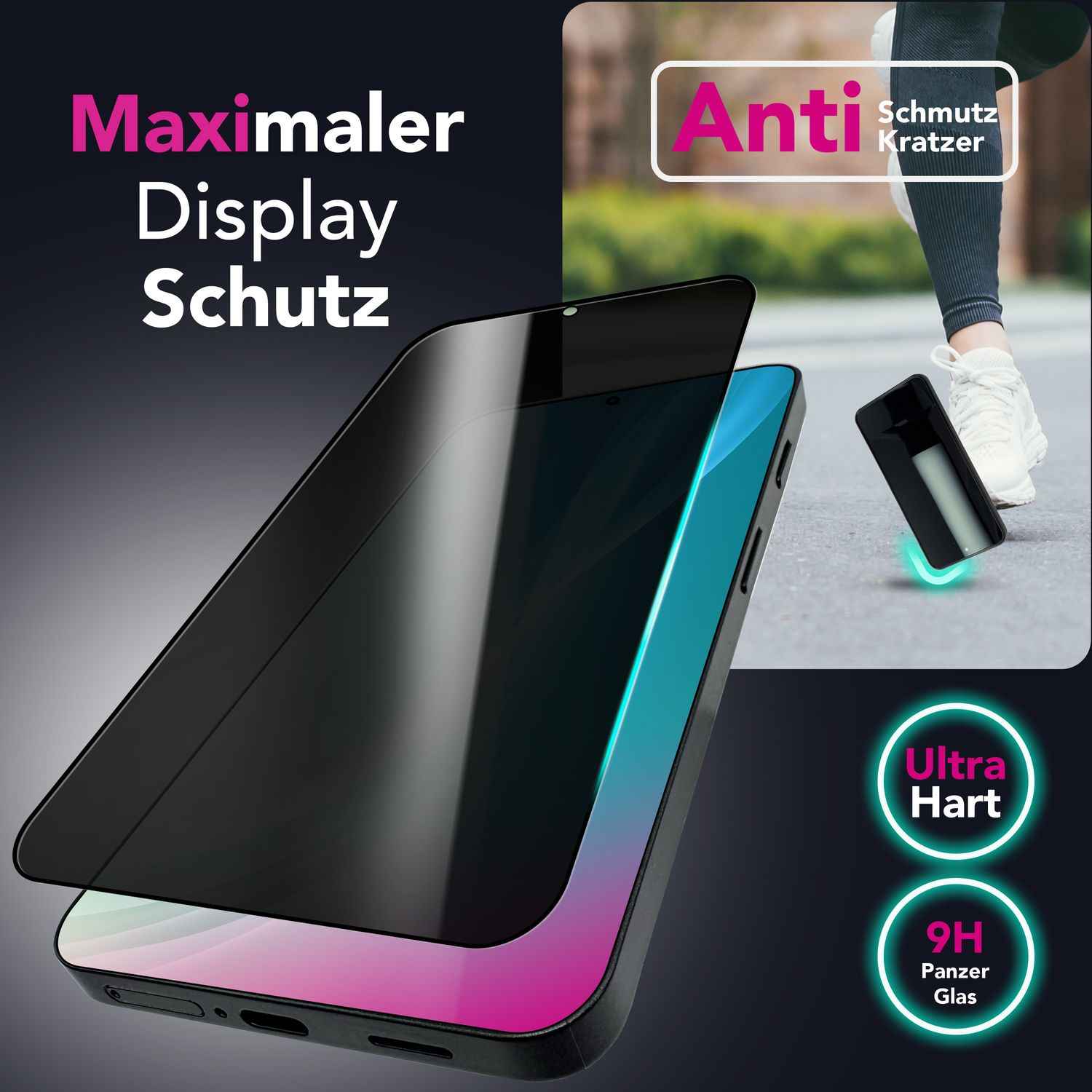 NALIA AntiSpyX für Google Pixel 9a Glas, Privacy Sichtschutzfolie [9H], Blickschutz gegen Seitenblicke, Gehärtetes Display-Schutzglas, Touch-Empfindlich, Anti-Fingerprint Glasfolie