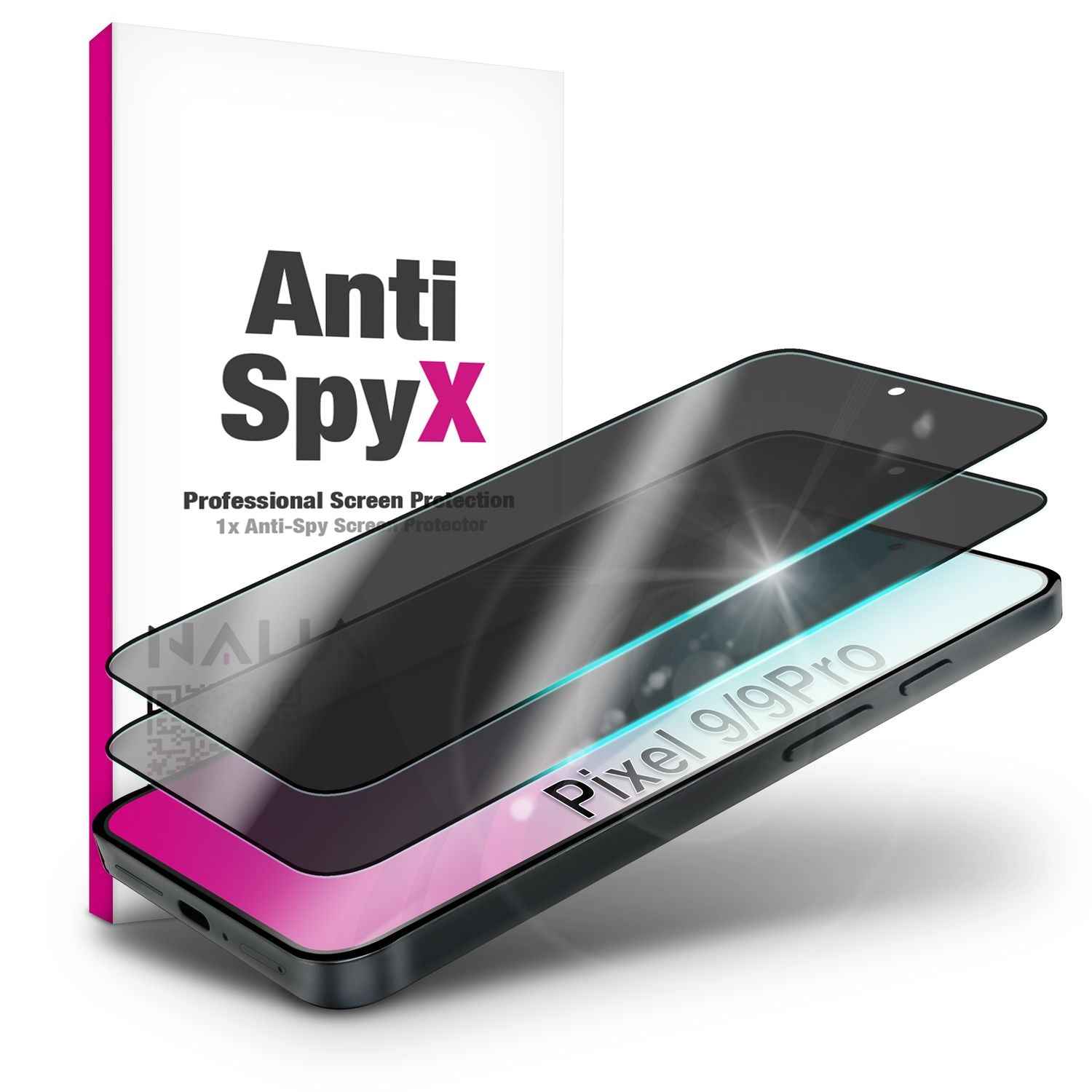 NALIA AntiSpyX für Google Pixel 9 / Pixel 9 Pro Glas, Gehärtete Privacy Sichtschutzfolie [9H], Display Blickschutz, Anti-Kratzer Schutzglas, Touch-kompatibel, Anti-Fingerprint
