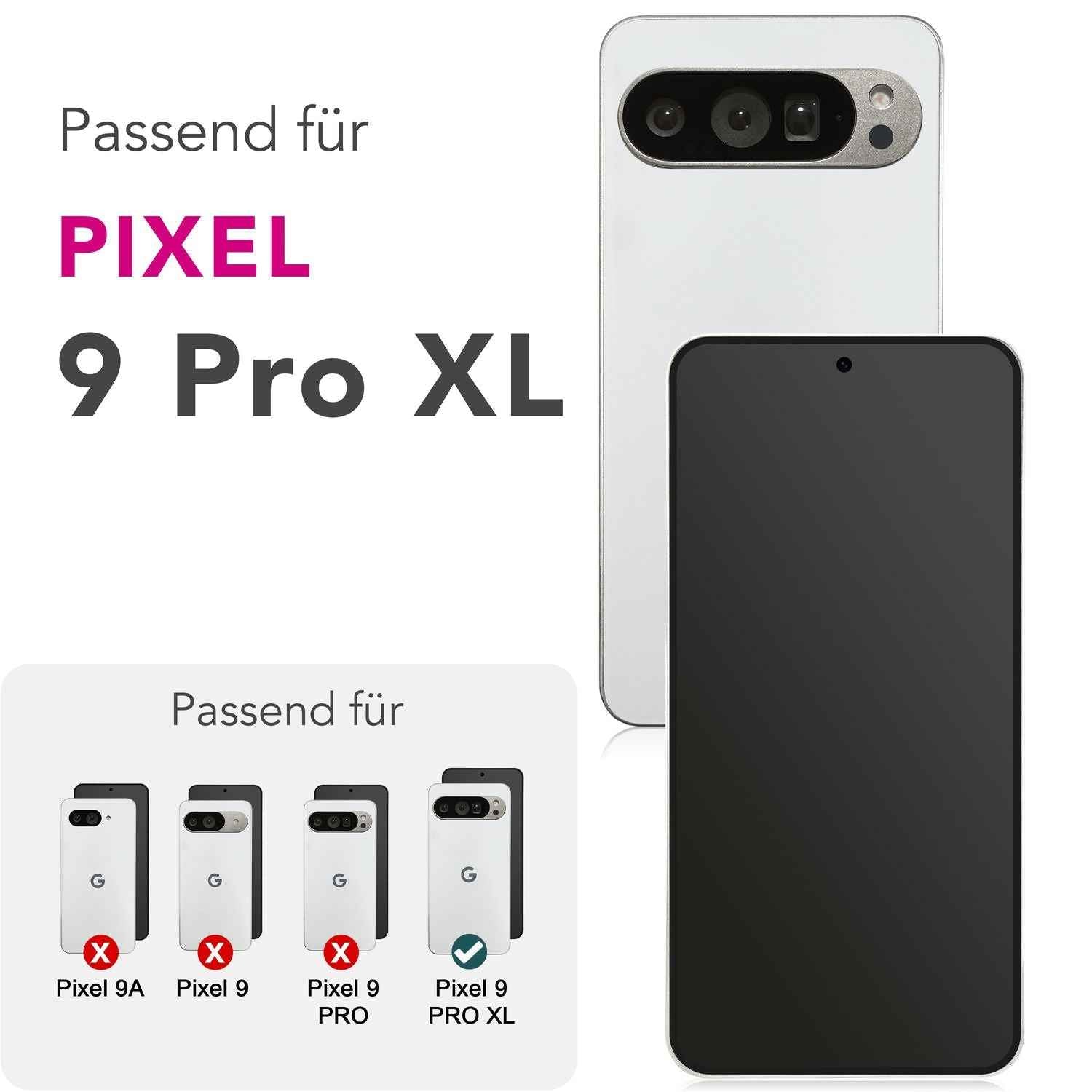NALIA ArmorGlassX für Google Pixel 9 Pro XL Glas, Set 2x Schutzglas [9H], Kristallklares Hartglas mit schwarzem Rahmen, Reaktionsschnell, Anti-Kratz, Einfache Montage, Blasenfrei