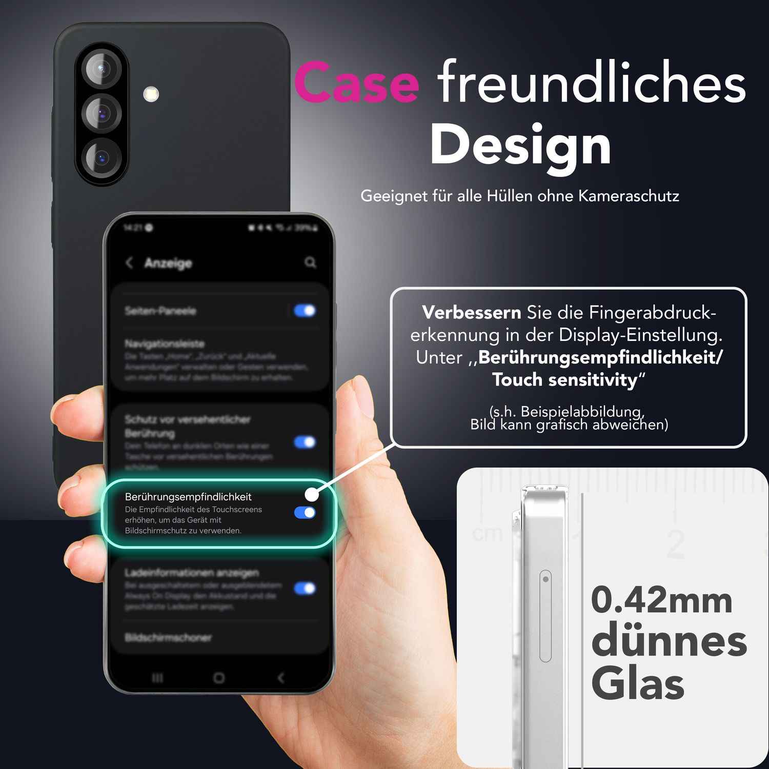 NALIA ArmorGlassX für Samsung Galaxy A26 Glas, Set 2x Schutzglas [9H], Hochtransparent mit schwarzem Rahmen, Touch Optimiert, Anti-Fingerprint, Kratzfest, Einfache Anbringung