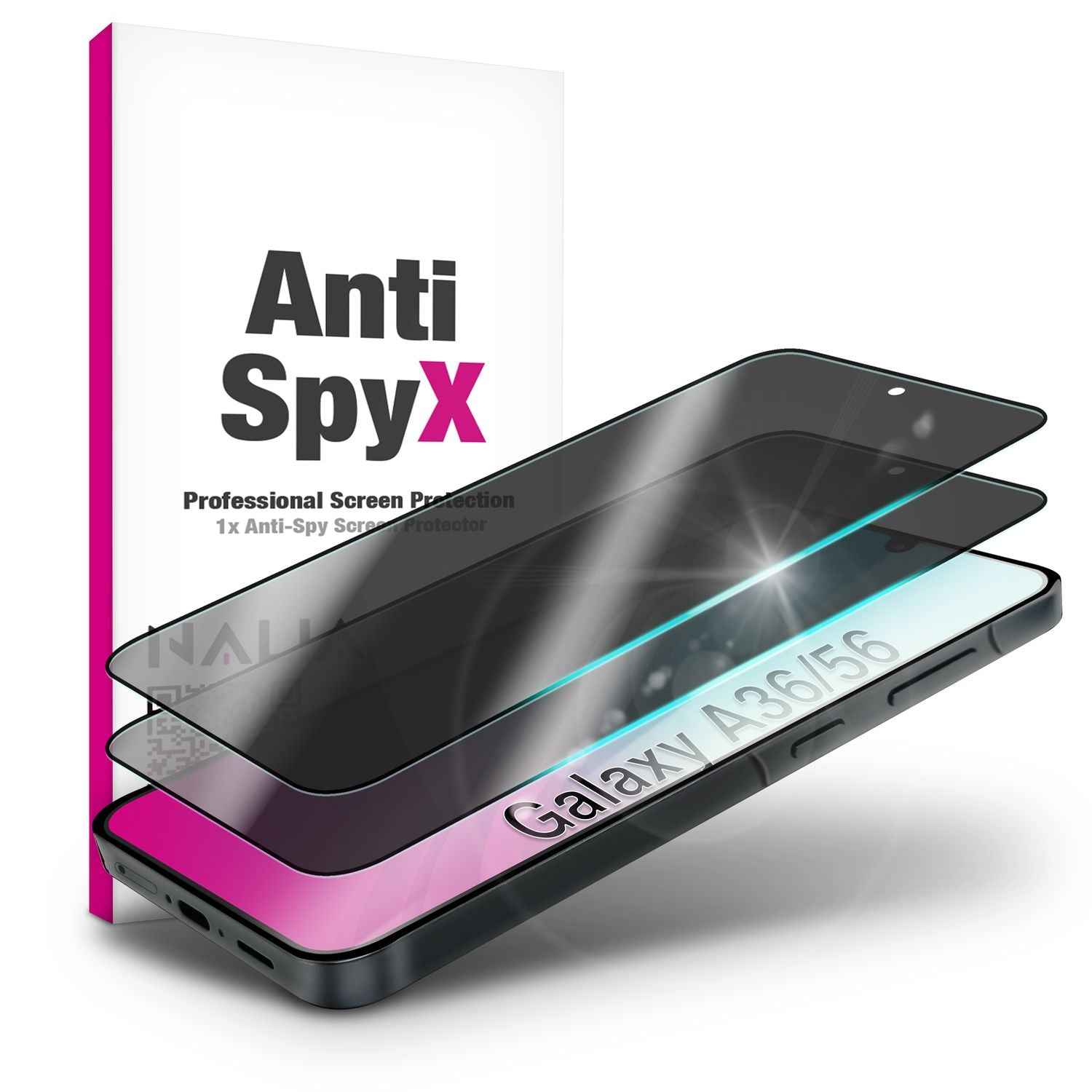 NALIA AntiSpyX für Samsung Galaxy A36 / A56 Glas, Privacy Schutzglas [9H], Seitenschutz gegen Blicke, Gehärtetes Hartglas, Touch-Empfindlich, Anti-Kratzer, Anti-Fingerprint