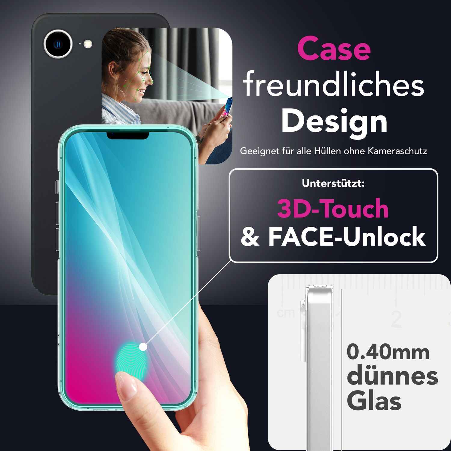 NALIA ArmorGlassX für iPhone 16e Glas, Set 2x Schutzglas [9H], Kristallklarer Displayschutz mit schwarzem Rahmen, Touchfreundlich, Anti-Fingerprint, Kratzfest, Einfache Montage