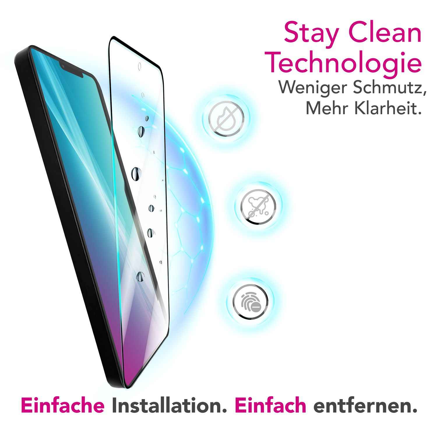 NALIA ArmorGlassX für iPhone 16e Glas, Set 2x Schutzglas [9H], Kristallklarer Displayschutz mit schwarzem Rahmen, Touchfreundlich, Anti-Fingerprint, Kratzfest, Einfache Montage