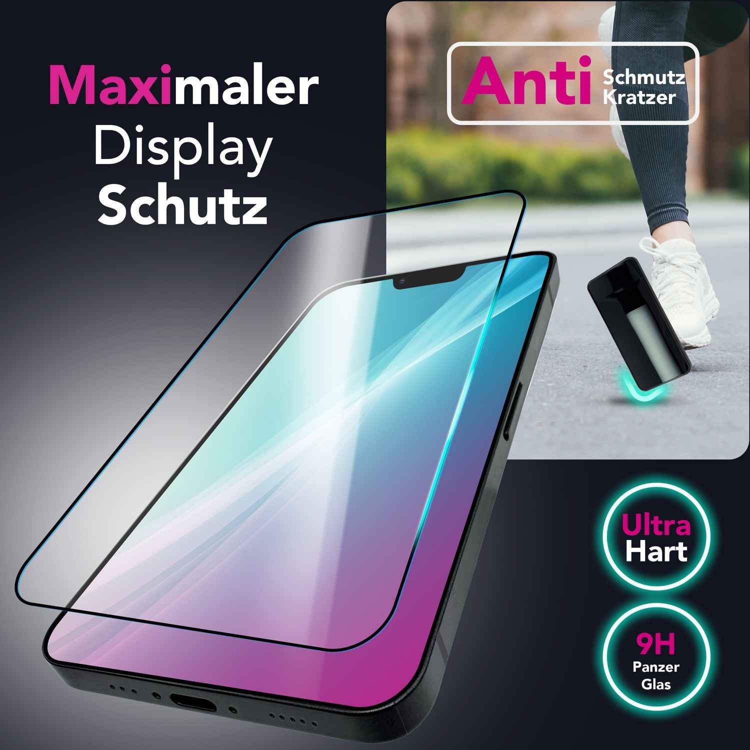 NALIA ArmorGlassX für iPhone 16e Glas, Set 2x Schutzglas [9H], Kristallklarer Displayschutz mit schwarzem Rahmen, Touchfreundlich, Anti-Fingerprint, Kratzfest, Einfache Montage
