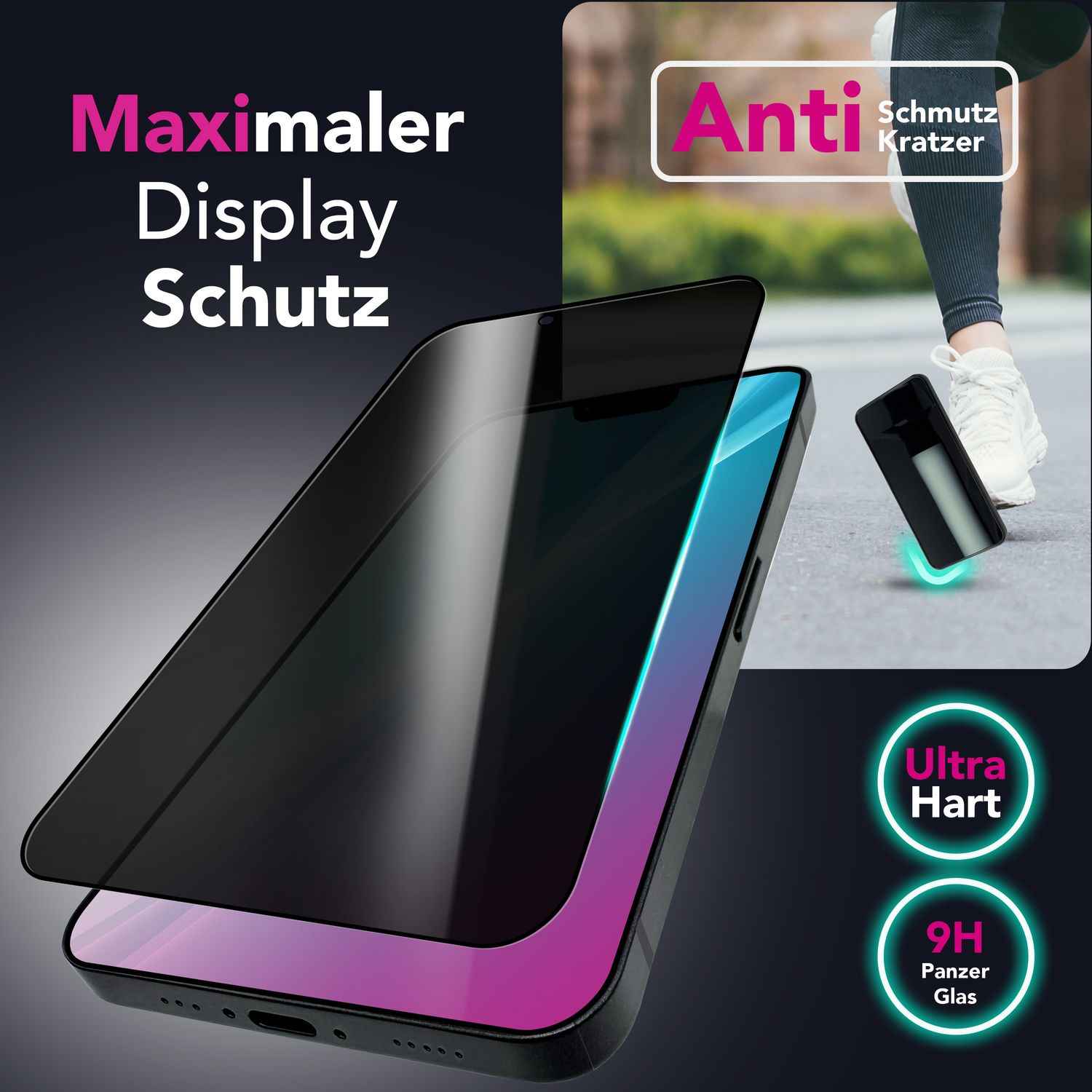 NALIA AntiSpyX für iPhone 16e Glas, Privacy Schutzglas [9H], Blickschutz nur frontal sichtbar, Gehärtetes Hartglas, Touchpräzise, Kratzfest, Blasenfrei, Anti-Fingerprint Glasfolie