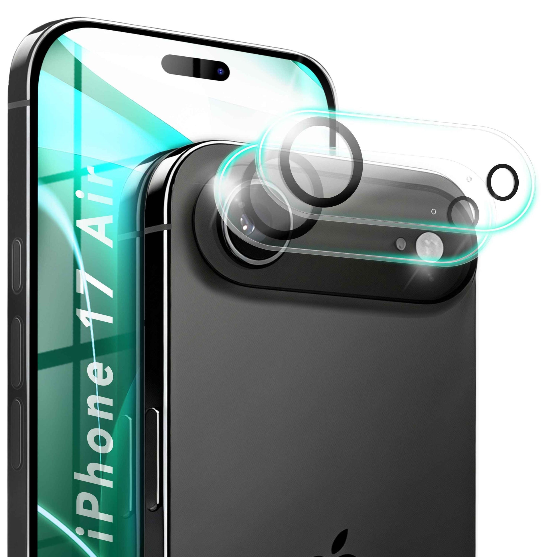 NALIA Kameraglas Focus.X2 MAX für Apple iPhone 17 Air (Klarer Kameraschutz) – 2er Set, 9H Schutzglas mit Schwarzring-Technologie, Volle Objektiv-Abdeckung, Fotoecht, für Hüllen