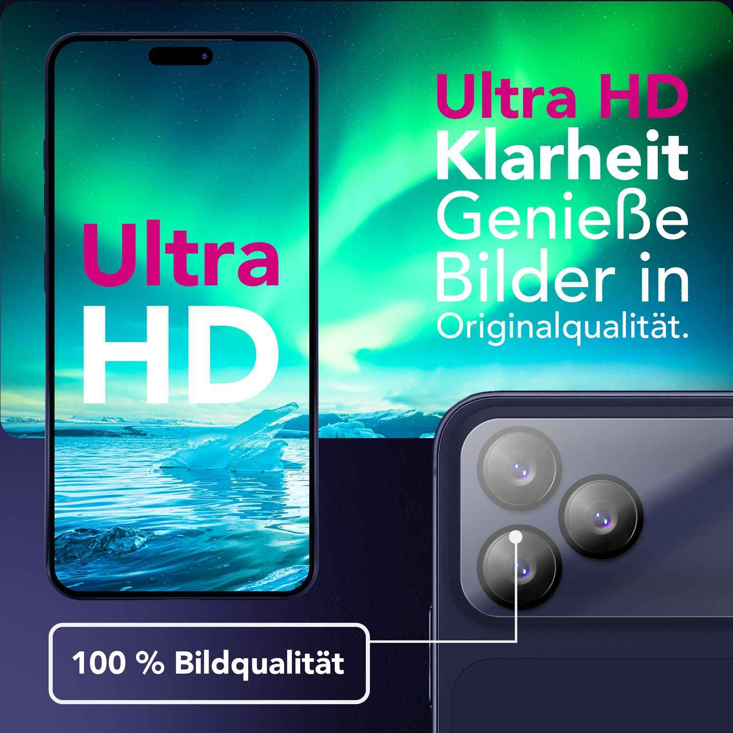 NALIA Kameraglas Focus.X2 MAX für Apple iPhone 17 Pro (Klarer Kameraschutz) – 2er Set, 9H Schutzglas mit Anti-Reflexion Ringen, Vollständige Linsenabdeckung, Hüllen-freundlich
