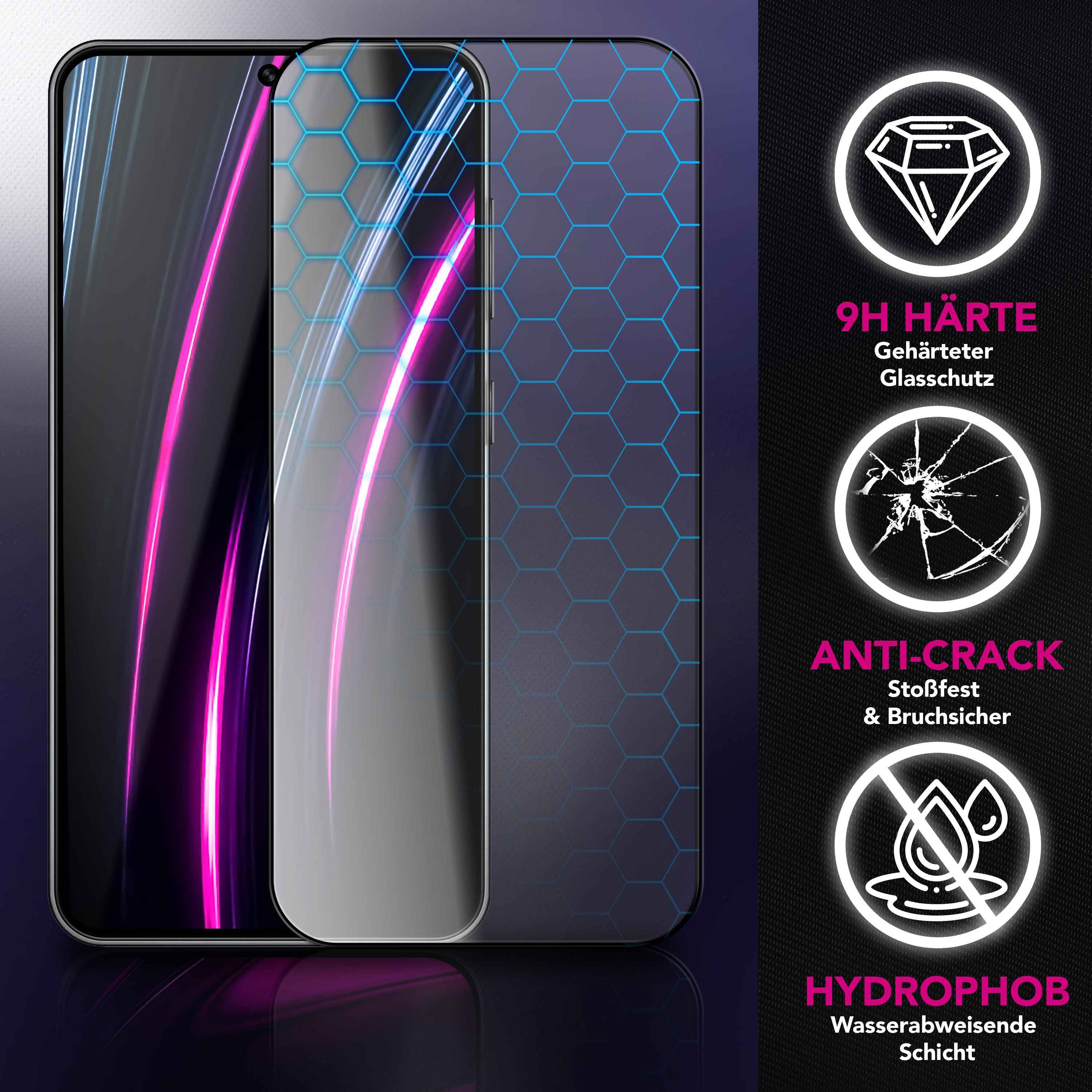 NALIA Glas ArmorGlassX für Samsung Galaxy S25 FE (super klarer Displayschutz) - 2x Schutzglas 9H Härte, Kratzfest, Anti-Schlieren, Hüllen-kompatibel, Oleophob, schwarzer Rahmen