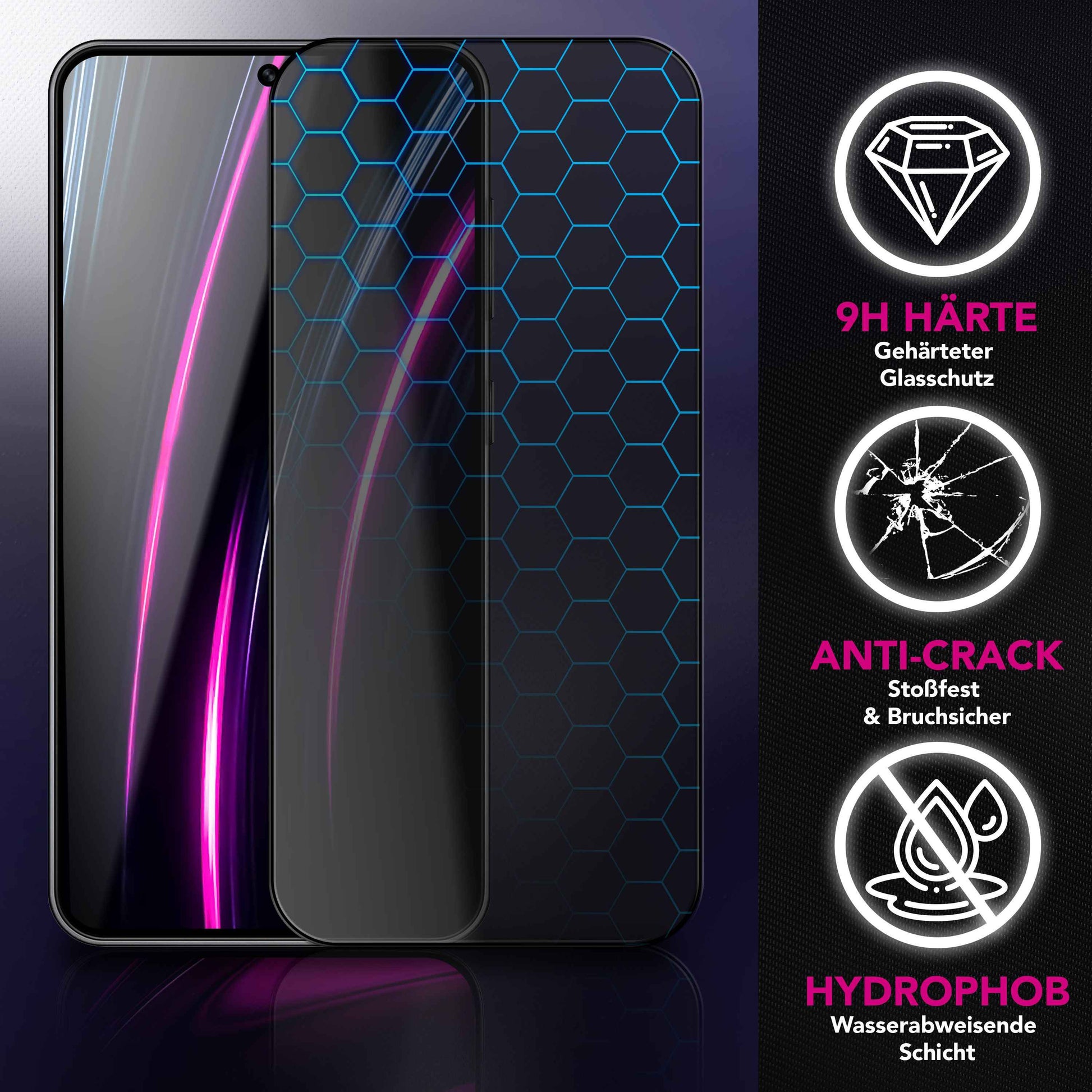 NALIA Display Glas AntiSpyX für Samsung Galaxy S25 FE (Diskreter Blickschutz) - Privacy Schutzglas mit 9H Härte, Anti-Spy Displayglas für Privatsphäre, Kratzfest, Hüllen-kompatibel