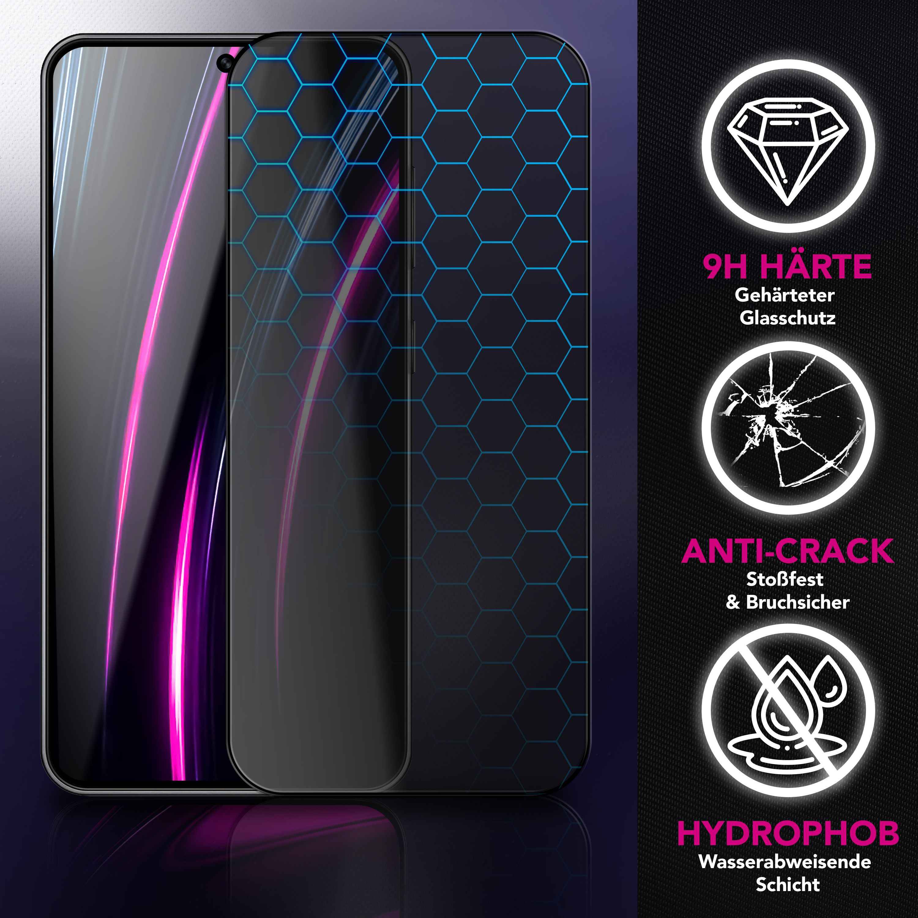 NALIA Display Glas AntiSpyX für Samsung Galaxy S25 FE (Diskreter Blickschutz) - Privacy Schutzglas mit 9H Härte, Anti-Spy Displayglas für Privatsphäre, Kratzfest, Hüllen-kompatibel