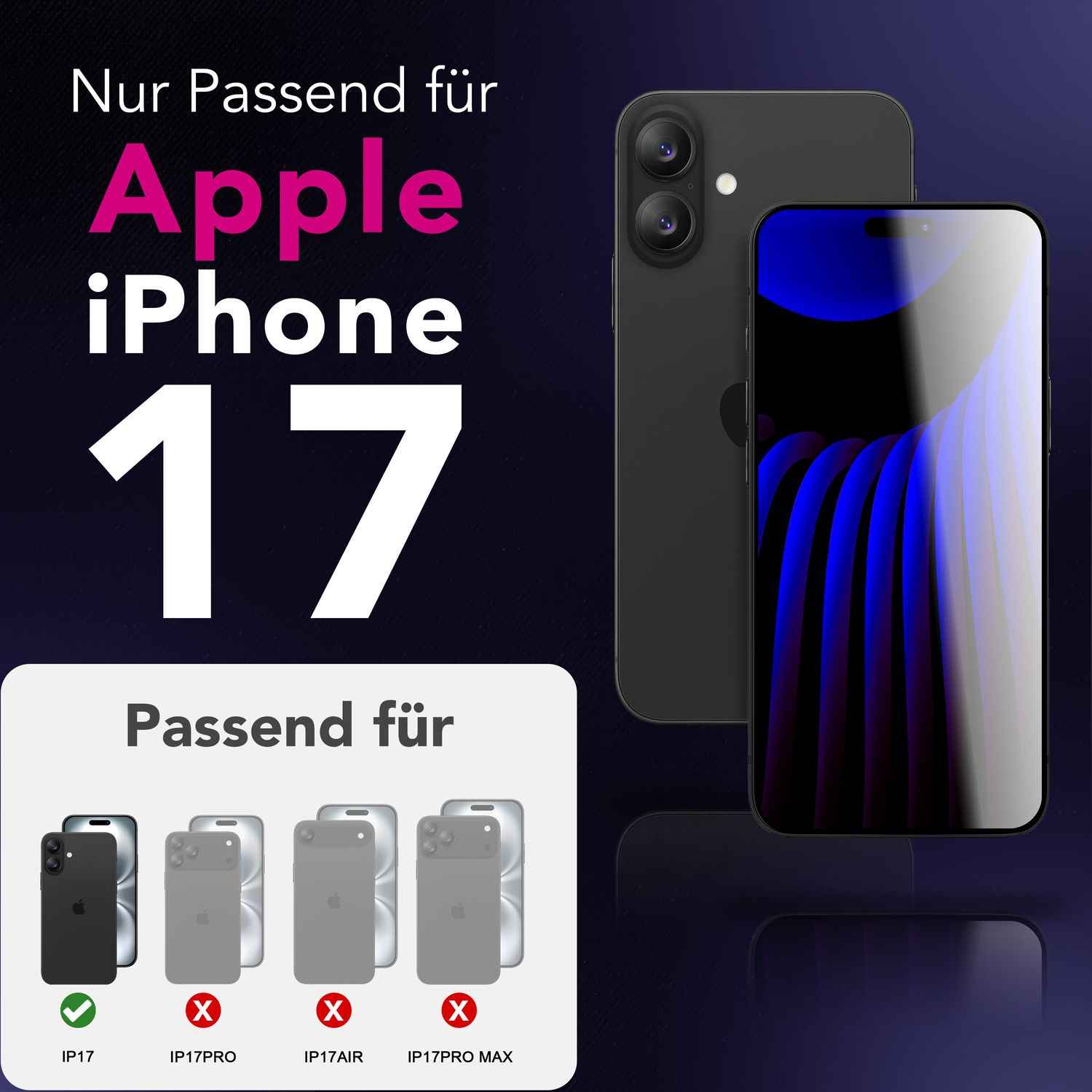 NALIA Display Glas ArmorGlassX für Apple iPhone 17 (super klarer Displayschutz) - 2x Schutzglas 9H Härte, Anti-Fingerprint, Kratzfest, Hüllen-freundlich, Oleophob, schwarzer Rahmen