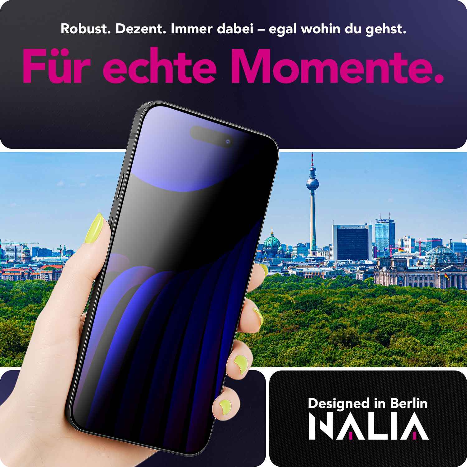 NALIA Privacy Schutzglas AntiSpyX für Apple iPhone 17 (Diskreter Blickschutz) - Display Glas 9H Härte, Anti-Spy Sichtschutz, Kratz-Resistent, Screen Protector, Hüllen-freundlich