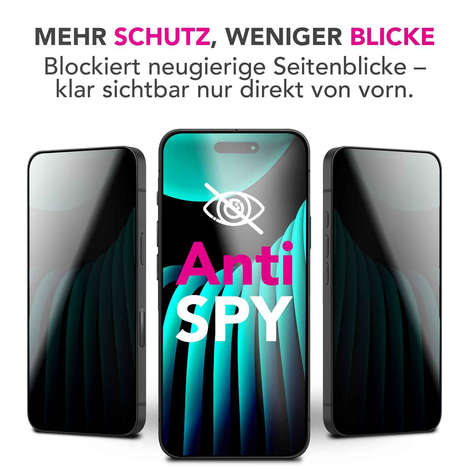 NALIA Privacy Schutzglas AntiSpyX für Apple iPhone 17 Air (Diskreter Blickschutz) - Display Glas mit 9H Härte, Anti-Spy Technologie, Kratzfest, Oleophob, Blasenfrei, für Hüllen