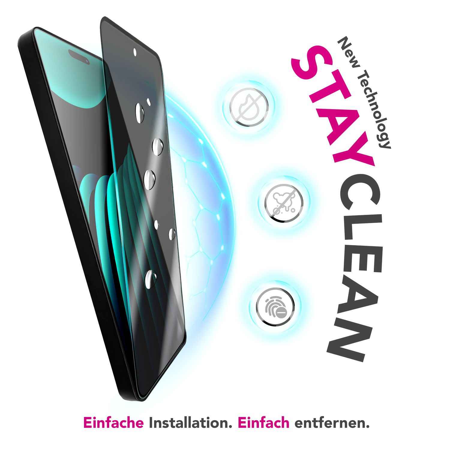 NALIA Privacy Schutzglas AntiSpyX für Apple iPhone 17 Air (Diskreter Blickschutz) - Display Glas mit 9H Härte, Anti-Spy Technologie, Kratzfest, Oleophob, Blasenfrei, für Hüllen