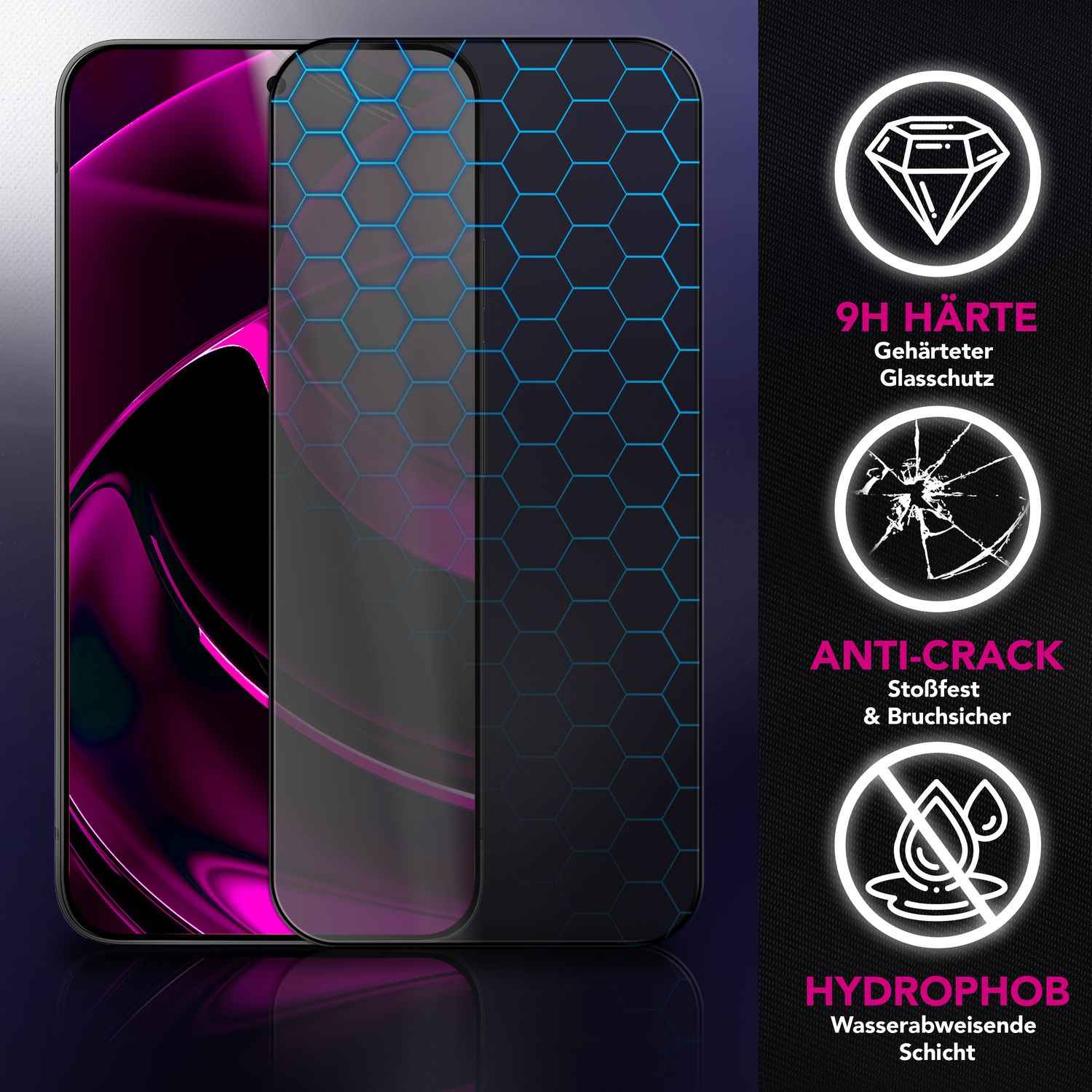 NALIA Display Glas AntiSpyX für Google Pixel 10 / 10 Pro (Diskreter Blickschutz), 9H Schutzglas gegen Seitenblicke, Anti-Spy Sichtschutz, Touch-sensitiv, Hüllen-freundlich