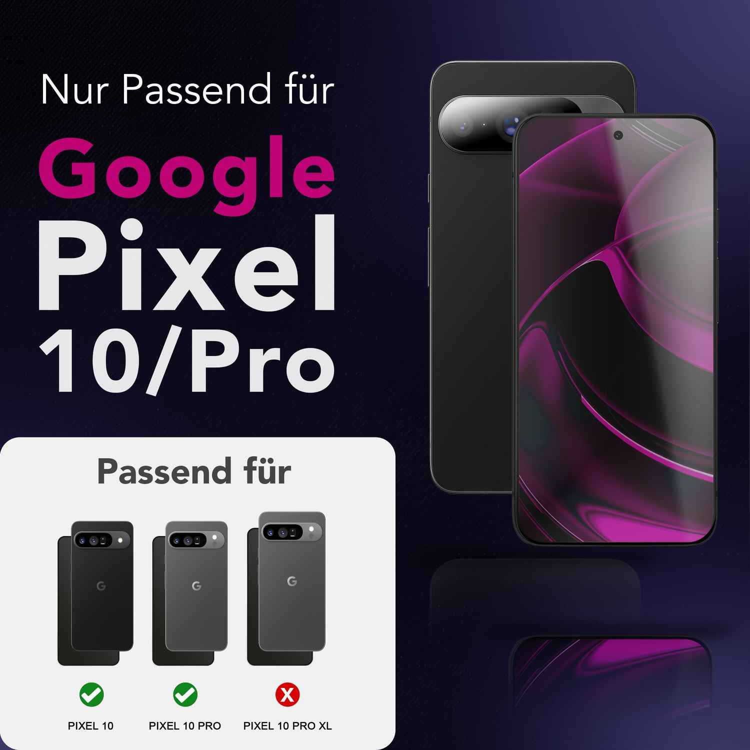 NALIA Display Glas AntiSpyX für Google Pixel 10 / 10 Pro (Diskreter Blickschutz), 9H Schutzglas gegen Seitenblicke, Anti-Spy Sichtschutz, Touch-sensitiv, Hüllen-freundlich