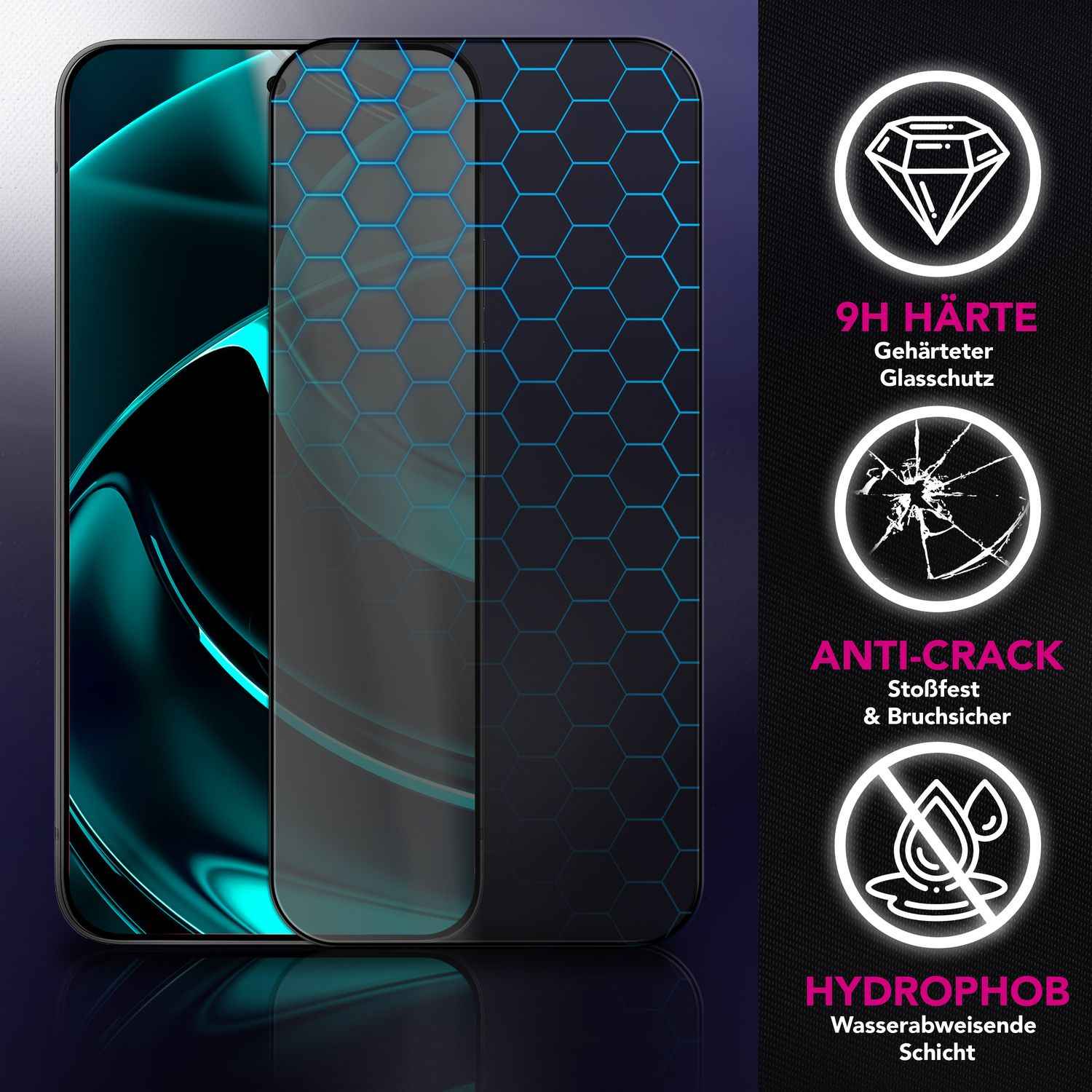 NALIA Display Glas AntiSpyX für Google Pixel 10 Pro XL (Diskreter Blickschutz), gehärtetes 9H Schutzglas, Anti-Spy, Displayschutz für Privatsphäre, Kratzfest, Hüllen-kompatibel