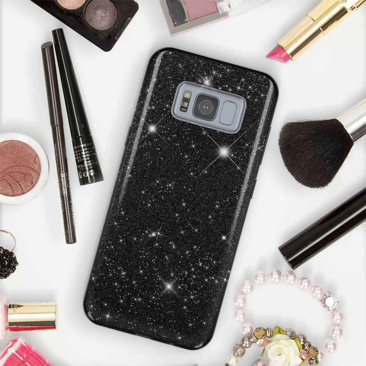 Samsung Galaxy S8 Hülle Handyhülle von NALIA, Glitzer Slim Case Cover Schutzhülle