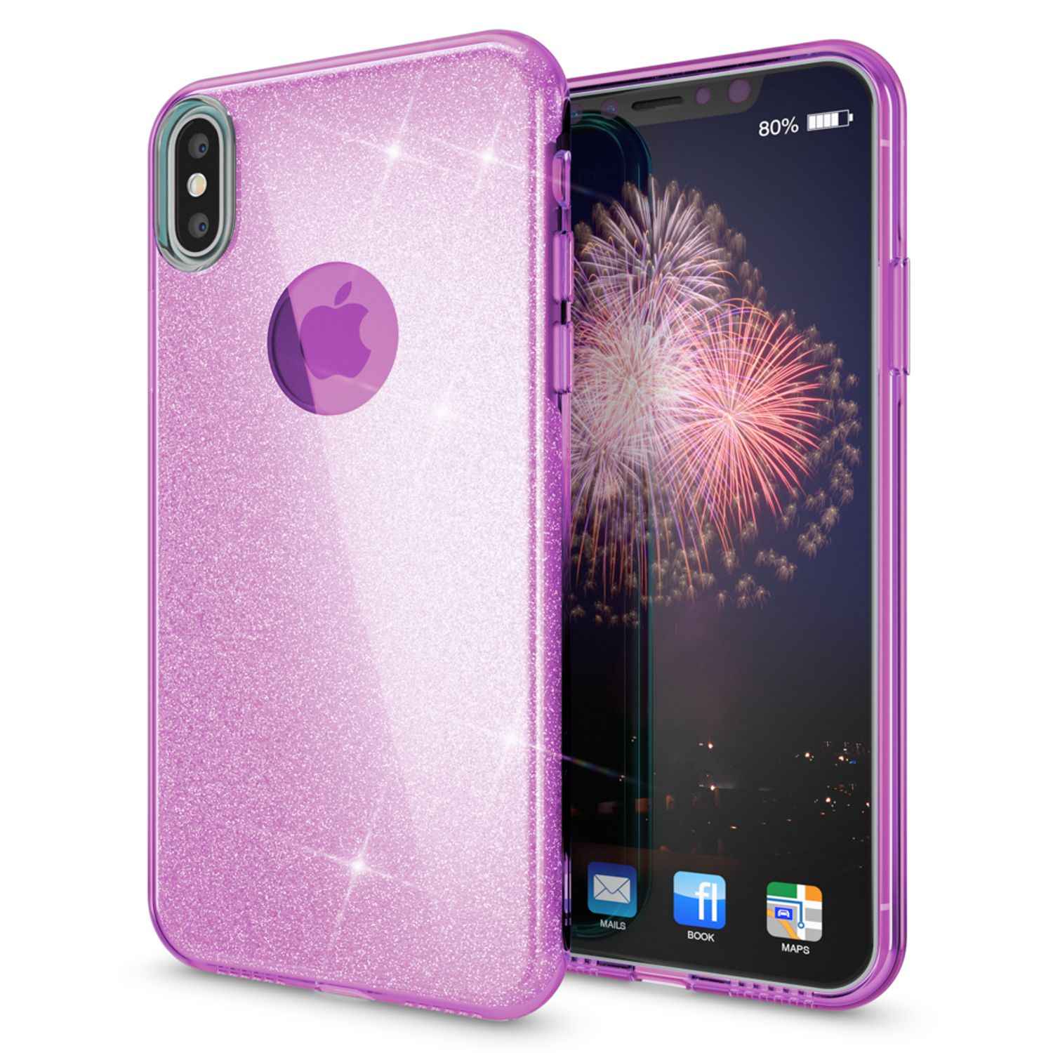 NALIA Glitzer Hülle für iPhone X XS, Slim 3in1 Handy Schutz Case Back Cover Etui