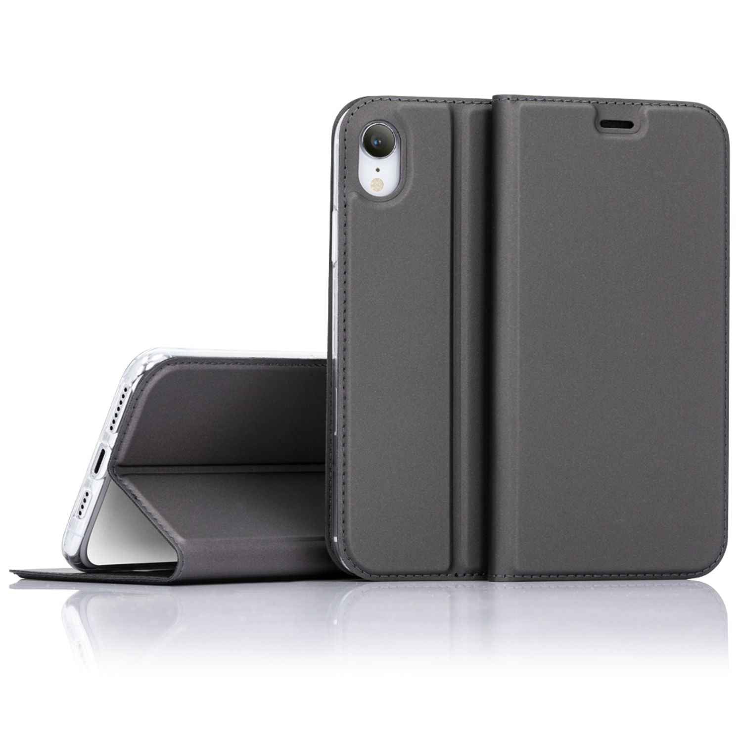 NALIA Flip Case für iPhone XR, Slim Schutz Cover Handy Hülle Tasche Bumper Etui