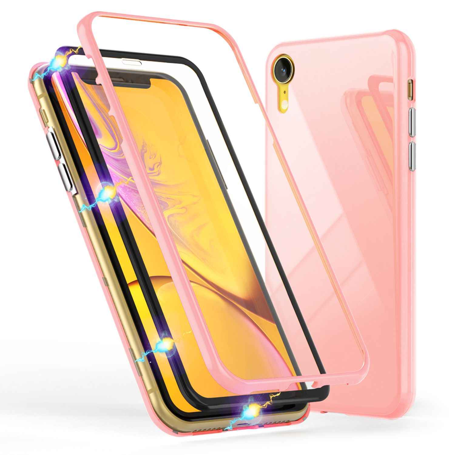NALIA 360° Magnet Hülle für iPhone XR, Slim Hard Case Cover mit Display Schutz