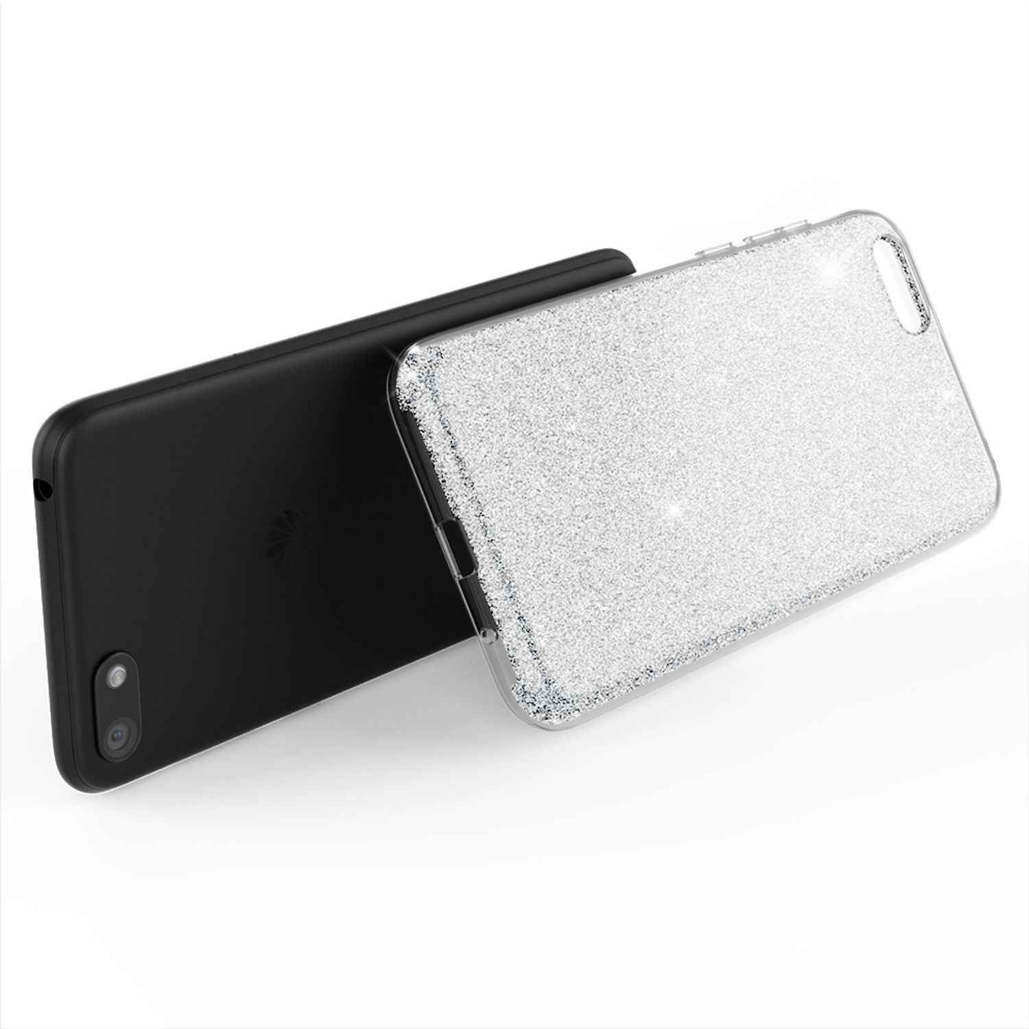 NALIA Handyhülle kompatibel mit Huawei Y5 2018, Glitzer Case Back Bling Cover