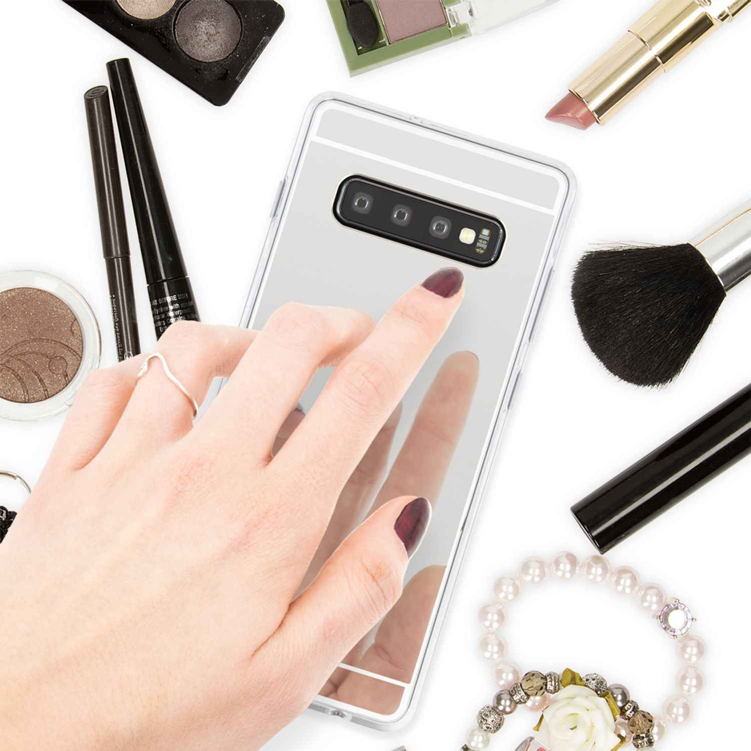 NALIA Spiegel Hülle für Samsung Galaxy S10, Slim Handyhülle Mirror Silikon Case