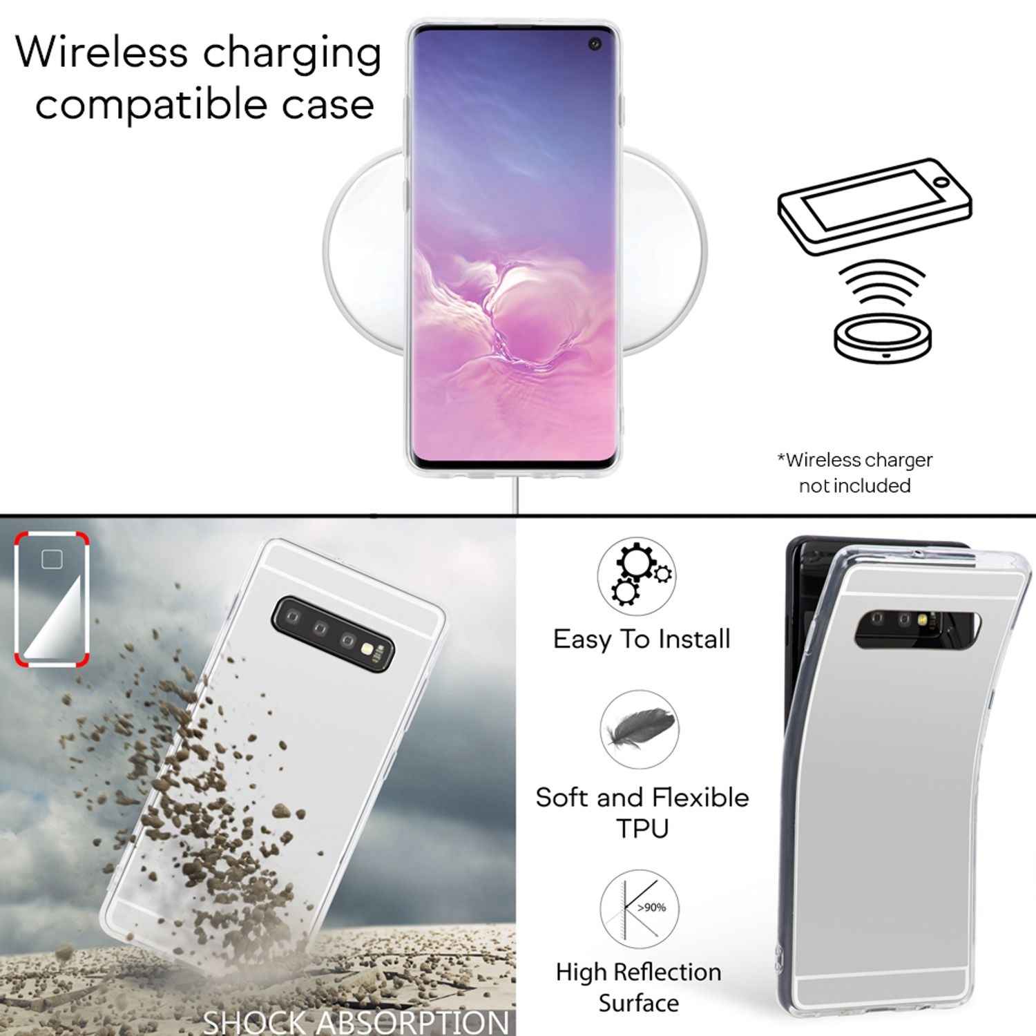 NALIA Spiegel Hülle für Samsung Galaxy S10, Slim Handyhülle Mirror Silikon Case