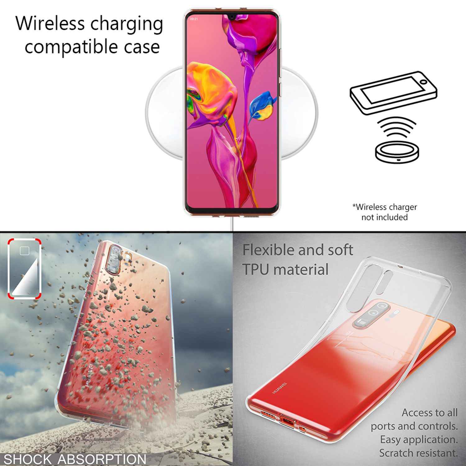 NALIA Handyhülle für Huawei P30 Pro Hülle, Durchsichtige Silikon Schutzhülle