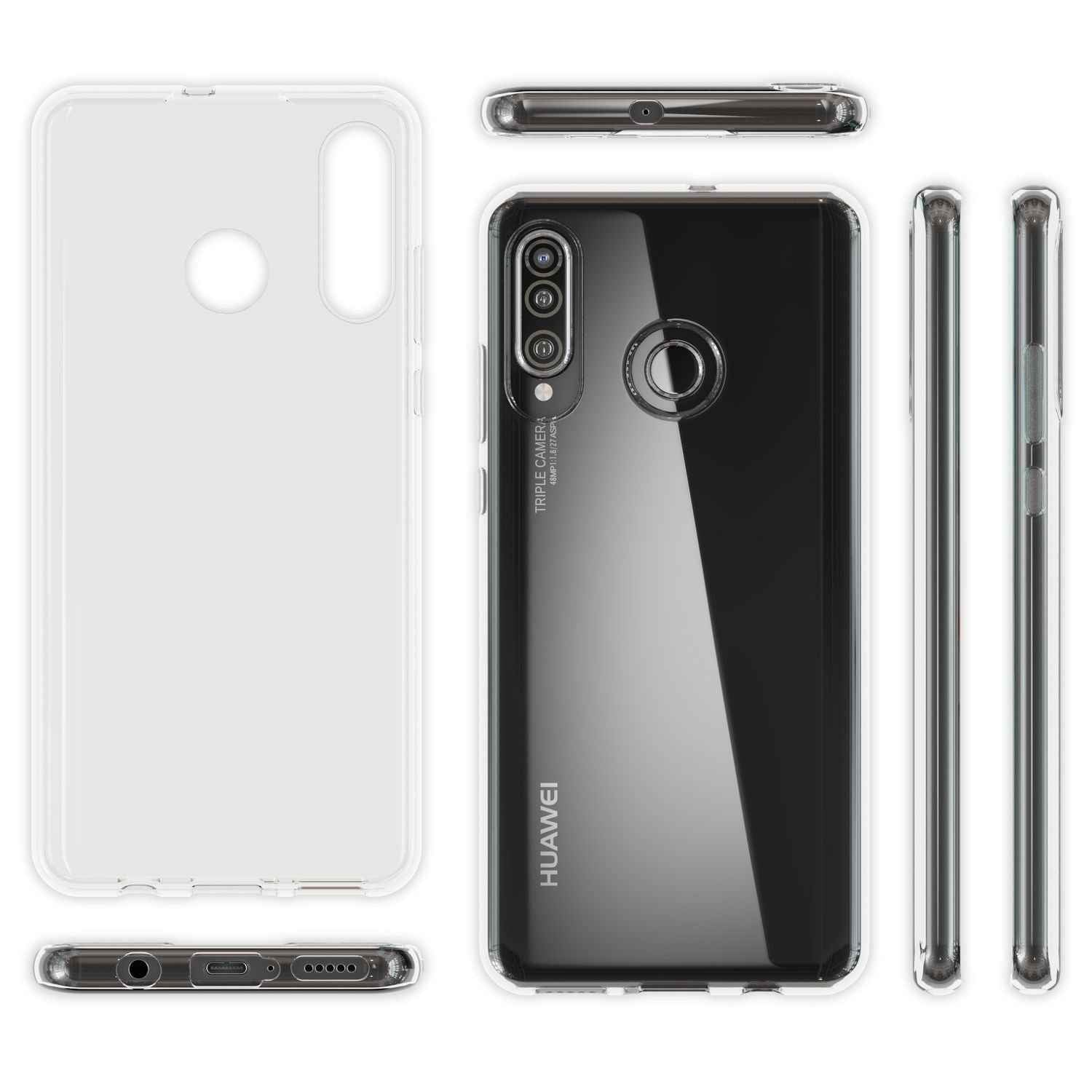 NALIA Handyhülle für Huawei P30 Lite Hülle, Durchsichtige Silikon Schutzhülle