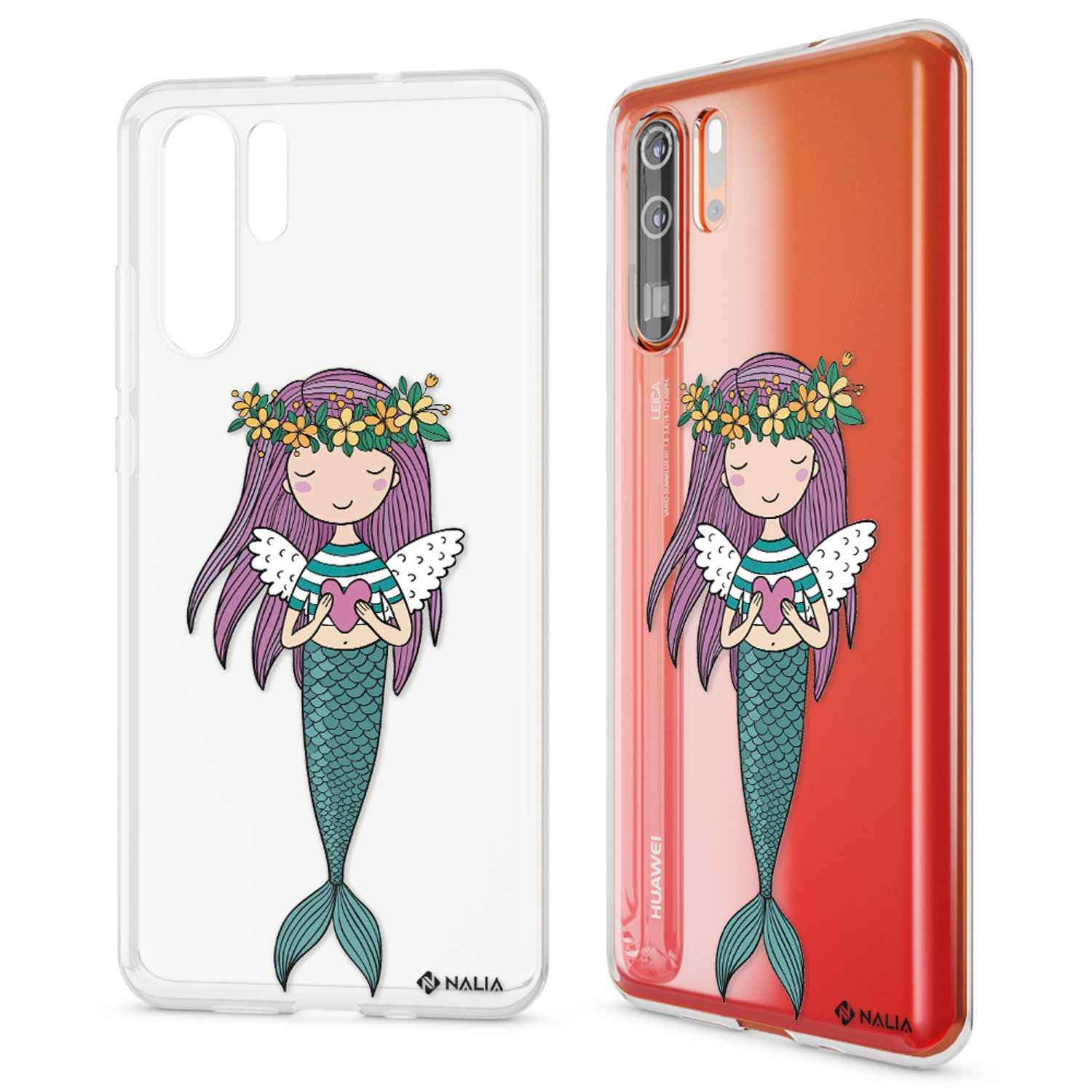 NALIA Hülle für Huawei P30 Pro, Motiv Handyhülle Slim Silikon Case Crystal Cover