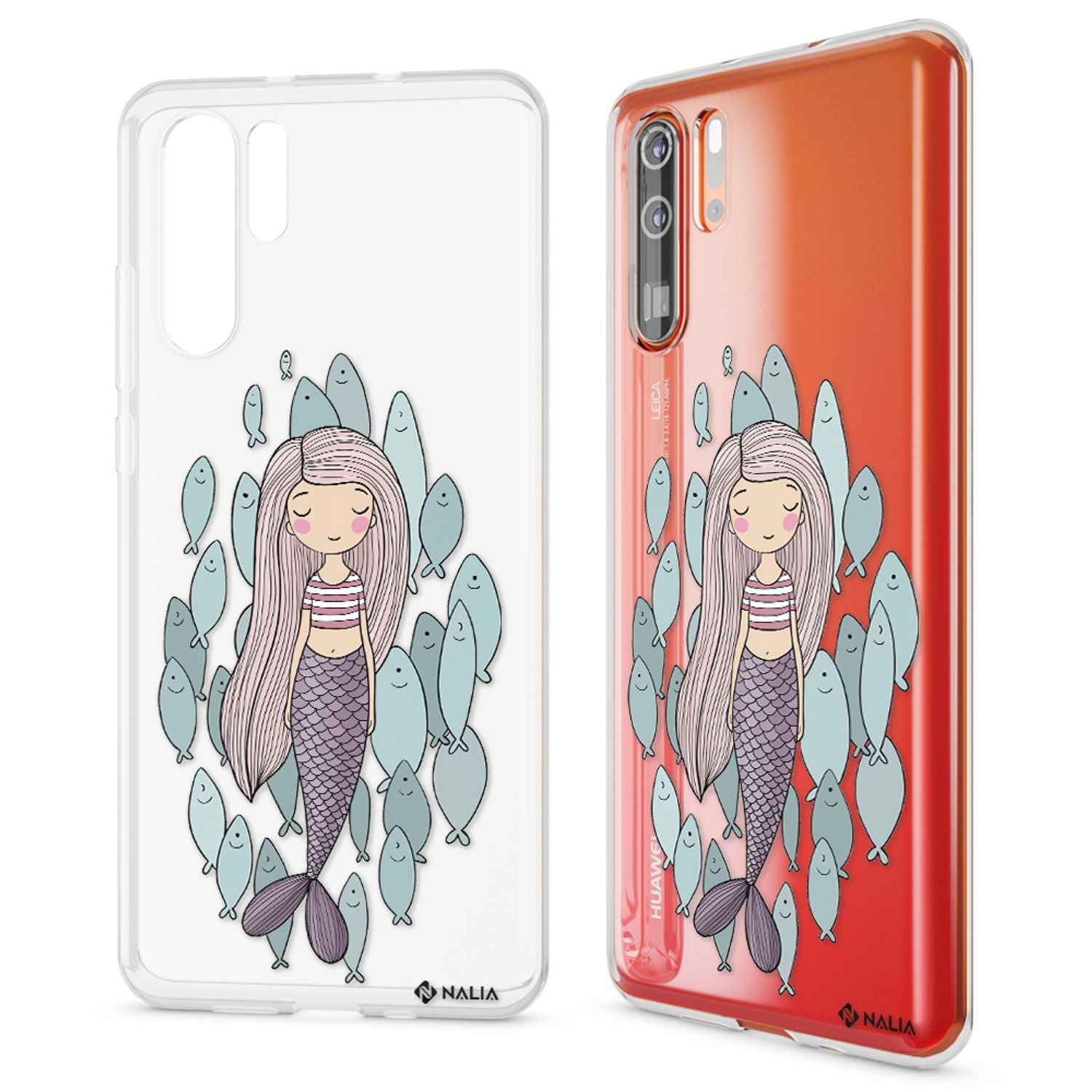 NALIA Hülle für Huawei P30 Pro, Motiv Handyhülle Slim Silikon Case Crystal Cover