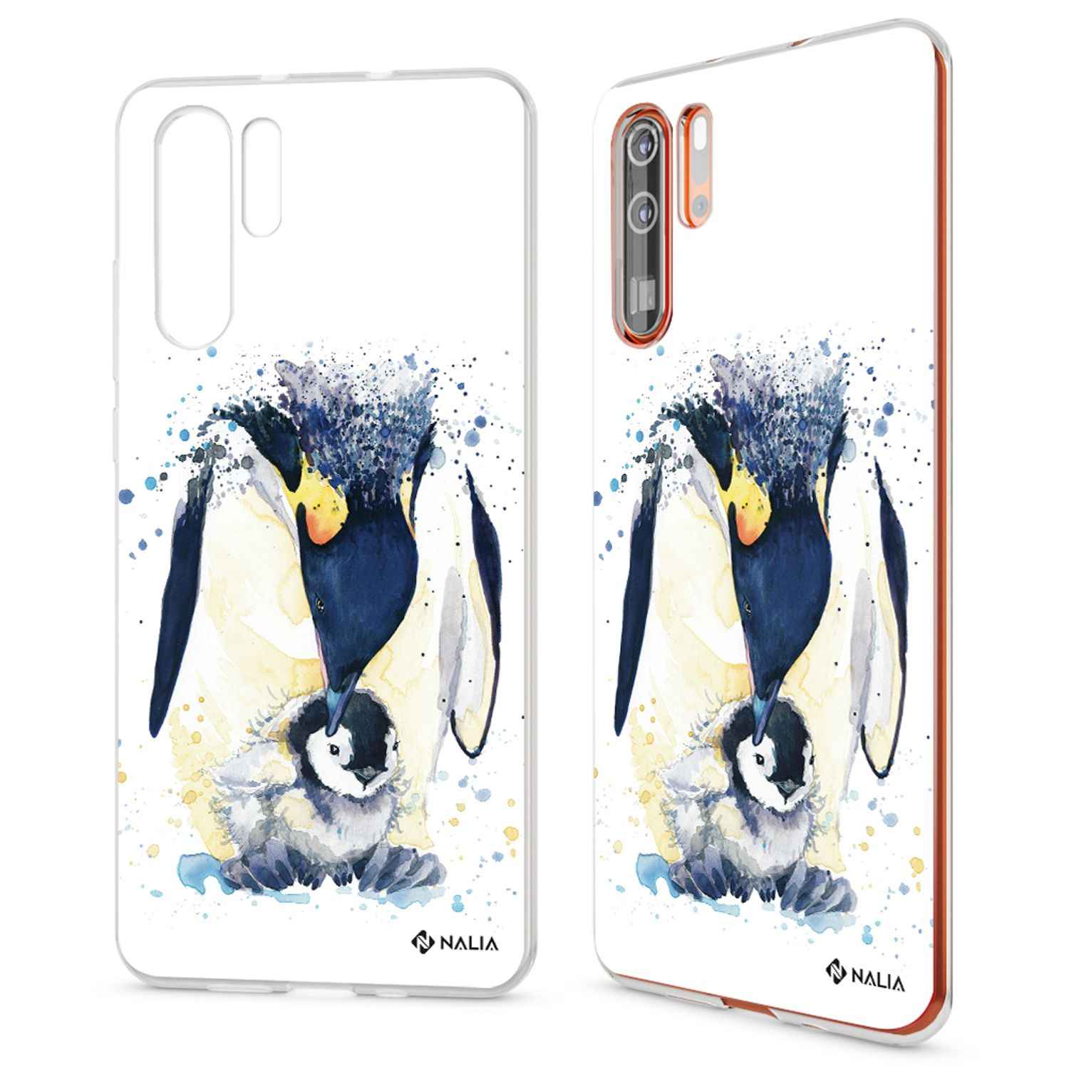 NALIA Hülle für Huawei P30 Pro, Motiv Handyhülle Slim Silikon Case Crystal Cover