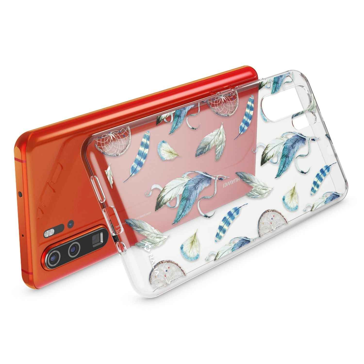 NALIA Hülle für Huawei P30 Pro, Motiv Handyhülle Slim Silikon Case Crystal Cover