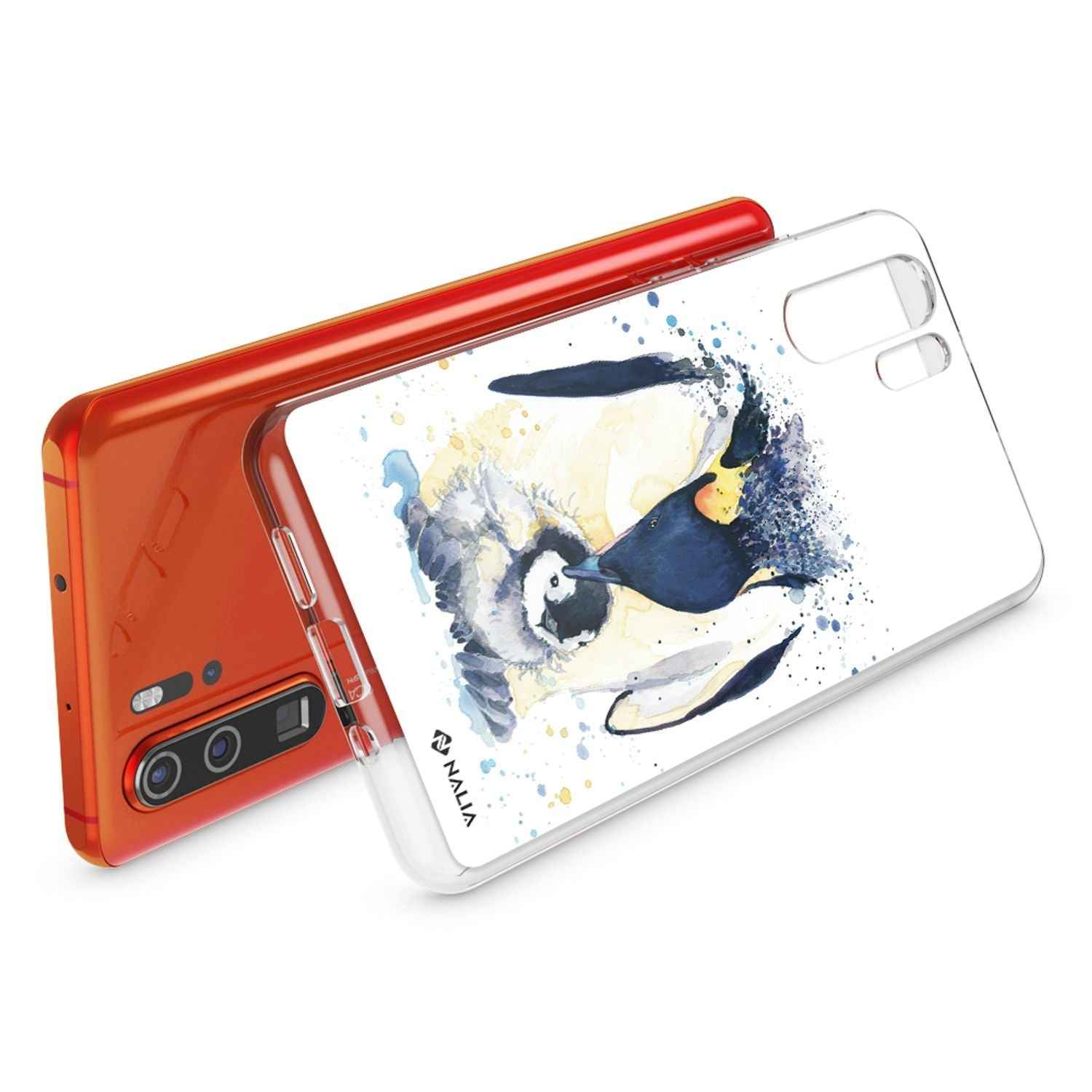 NALIA Hülle für Huawei P30 Pro, Motiv Handyhülle Slim Silikon Case Crystal Cover