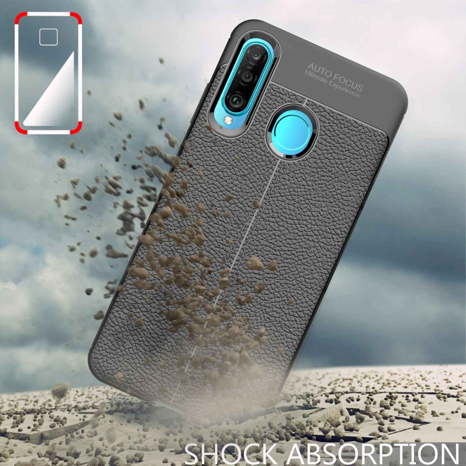 NALIA Handyhülle für Huawei P30 Lite Hülle, Leder Optik Stylische Handyhülle