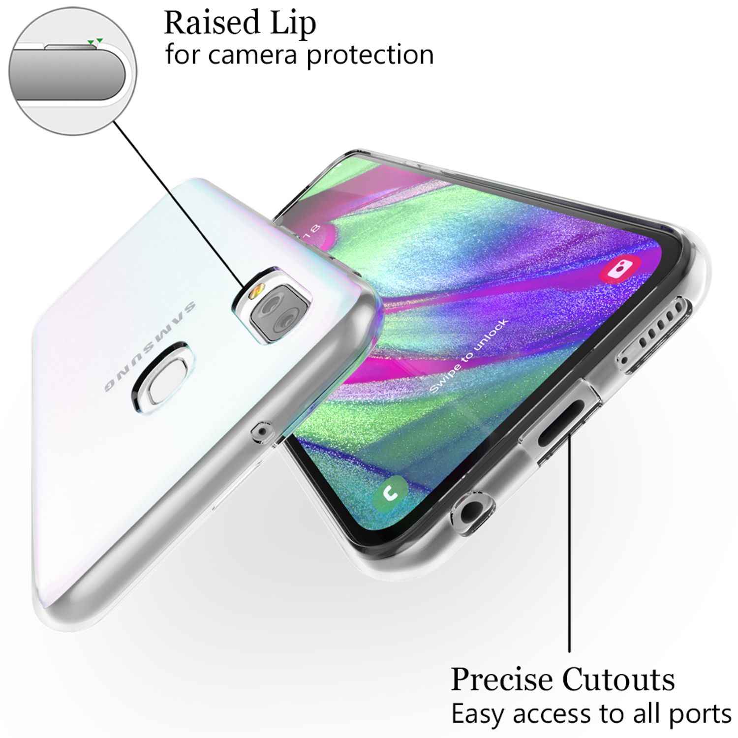 NALIA Handyhülle für Samsung Galaxy A40 Hülle, Durchsichtige Silikon Schutzhülle