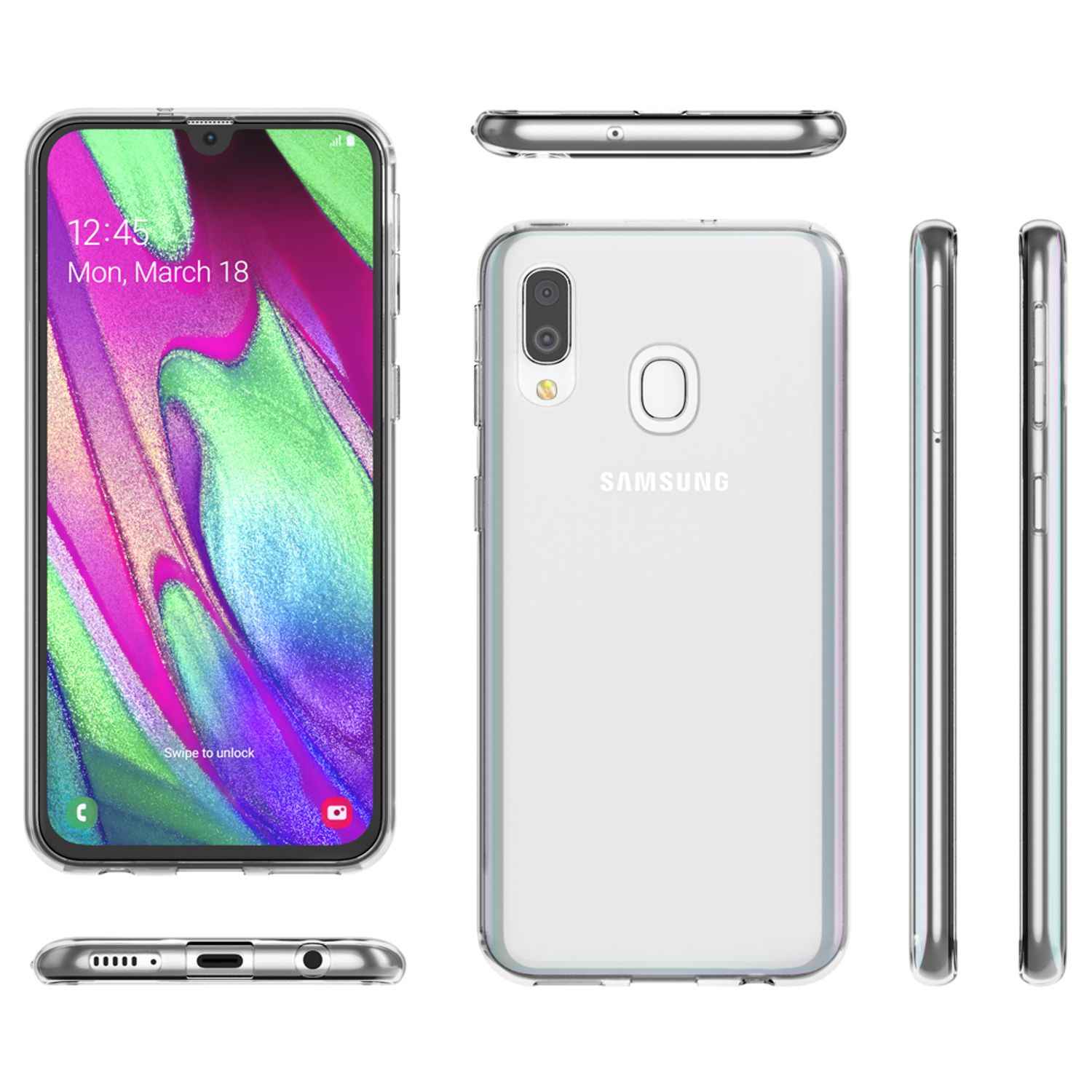 NALIA Handyhülle für Samsung Galaxy A40 Hülle, Durchsichtige Silikon Schutzhülle