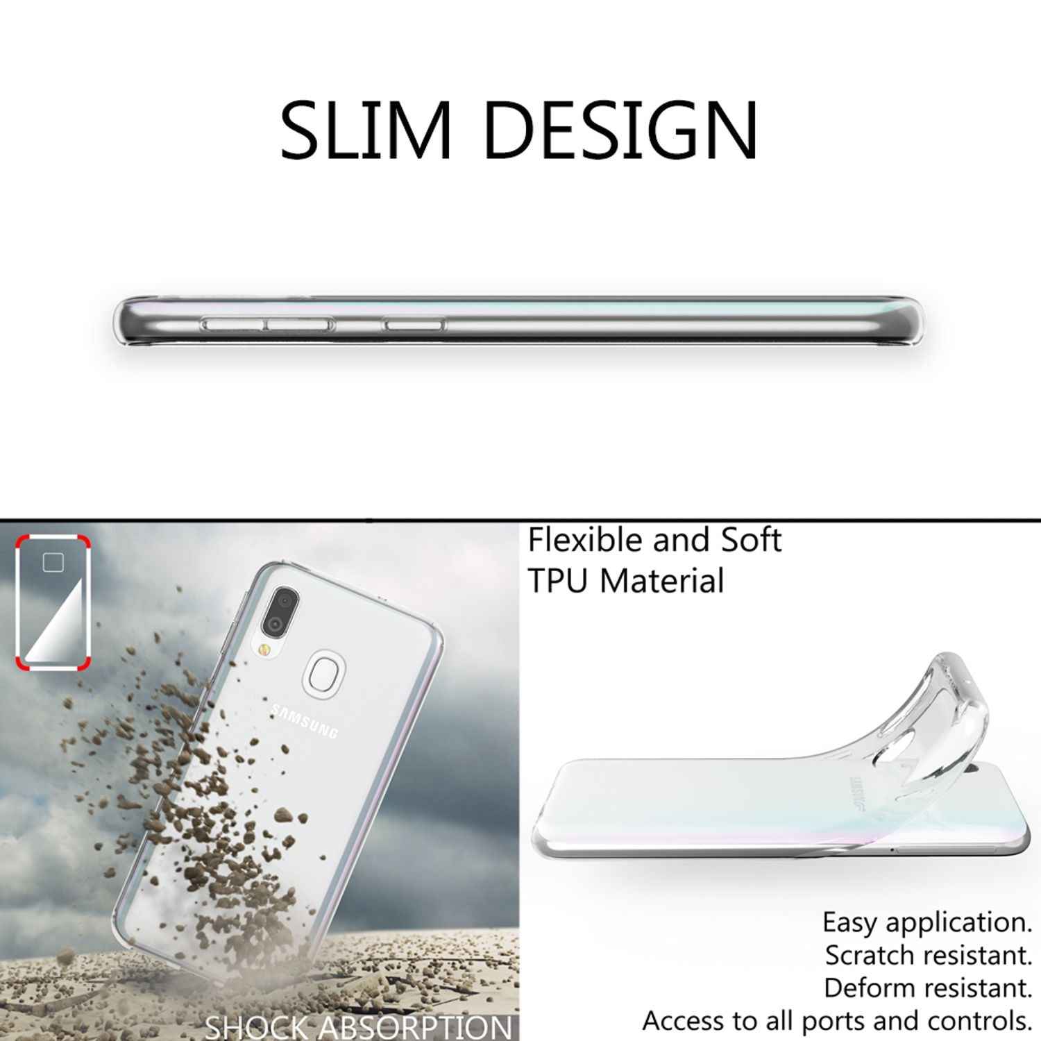 NALIA Handyhülle für Samsung Galaxy A40 Hülle, Durchsichtige Silikon Schutzhülle