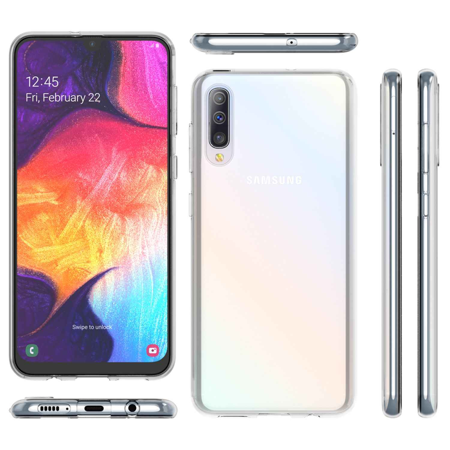 NALIA Handyhülle für Samsung Galaxy A50 Hülle, Durchsichtige Silikon Schutzhülle