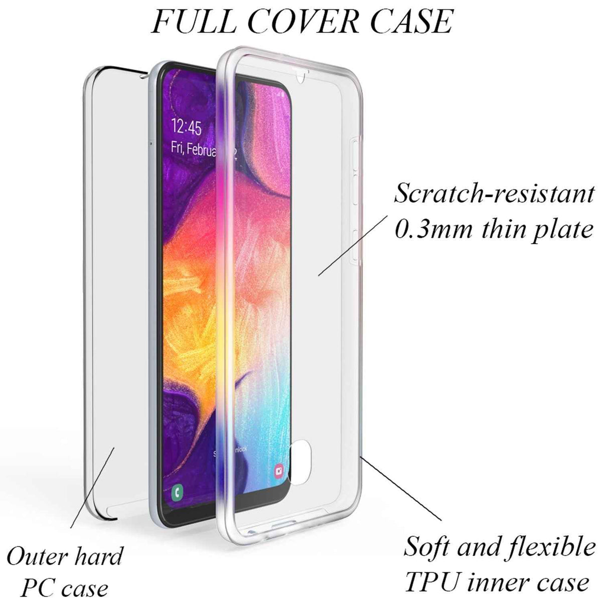 NALIA Handy Hülle für Samsung Galaxy A70, 360 Grad Cover Slim Tasche Bumper Etui
