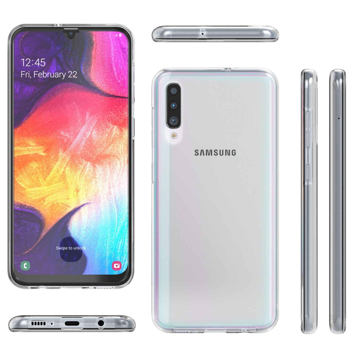 NALIA Handy Hülle für Samsung Galaxy A70, 360 Grad Cover Slim Tasche Bumper Etui
