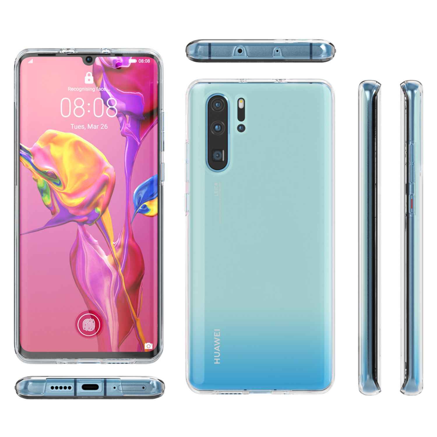NALIA Handy Hülle für Huawei P30 Pro, 360 Grad Tasche Bumper Etui Displayschutz