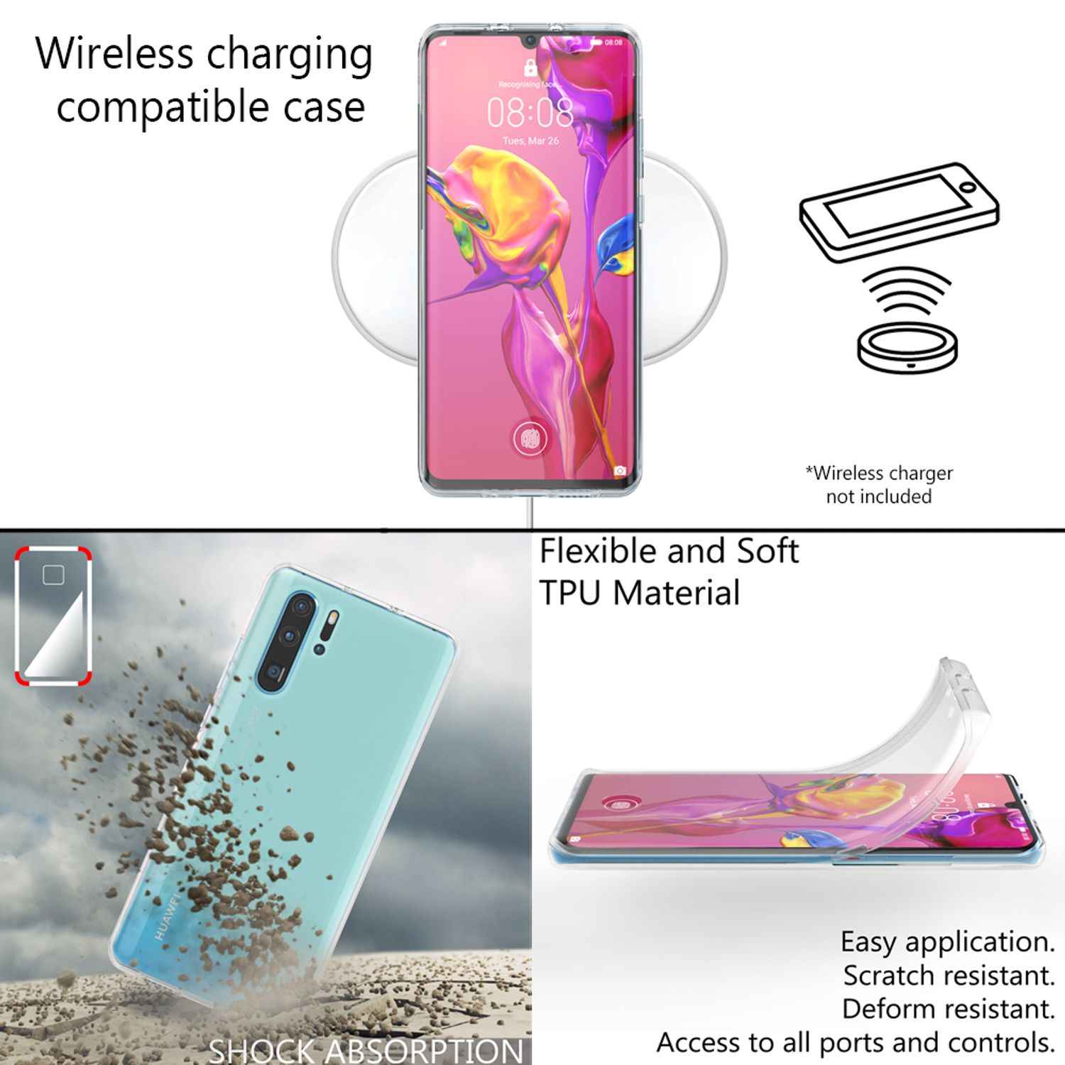 NALIA Handy Hülle für Huawei P30 Pro, 360 Grad Tasche Bumper Etui Displayschutz