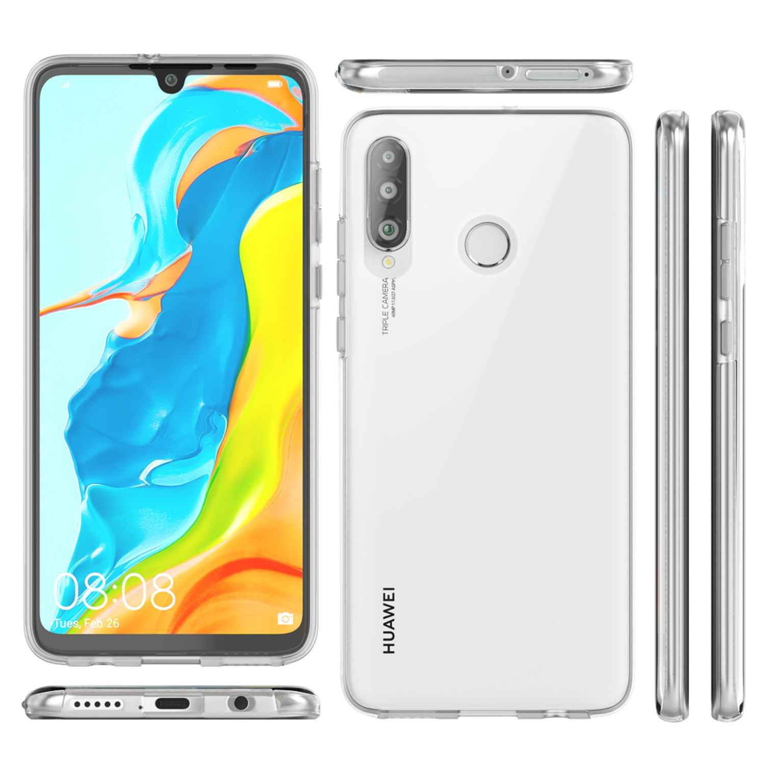 NALIA Handy Hülle für Huawei P30 Lite, 360 Grad Full-Cover Tasche Bumper Etui