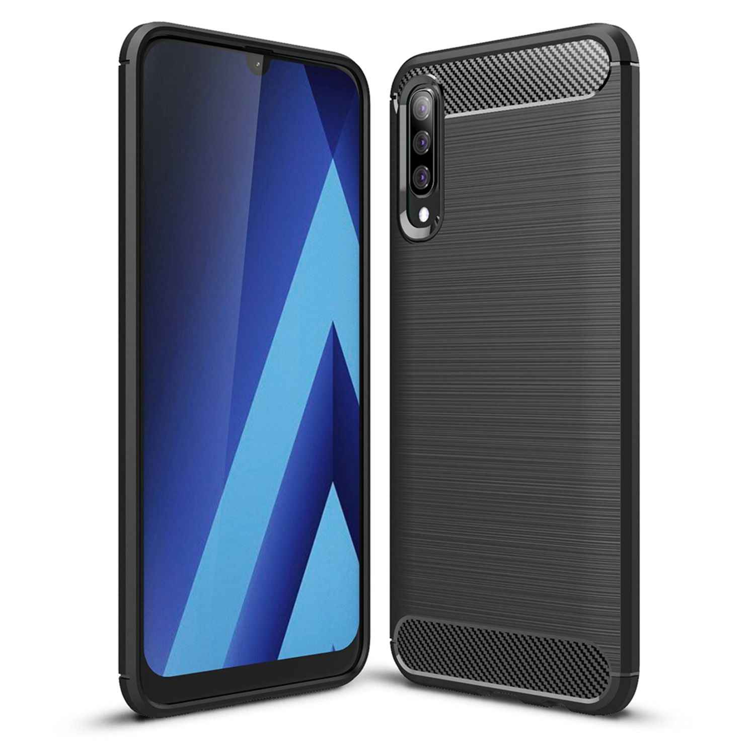 NALIA Handyhülle für Samsung Galaxy A50 Hülle, Karbon Stylische Handyhülle
