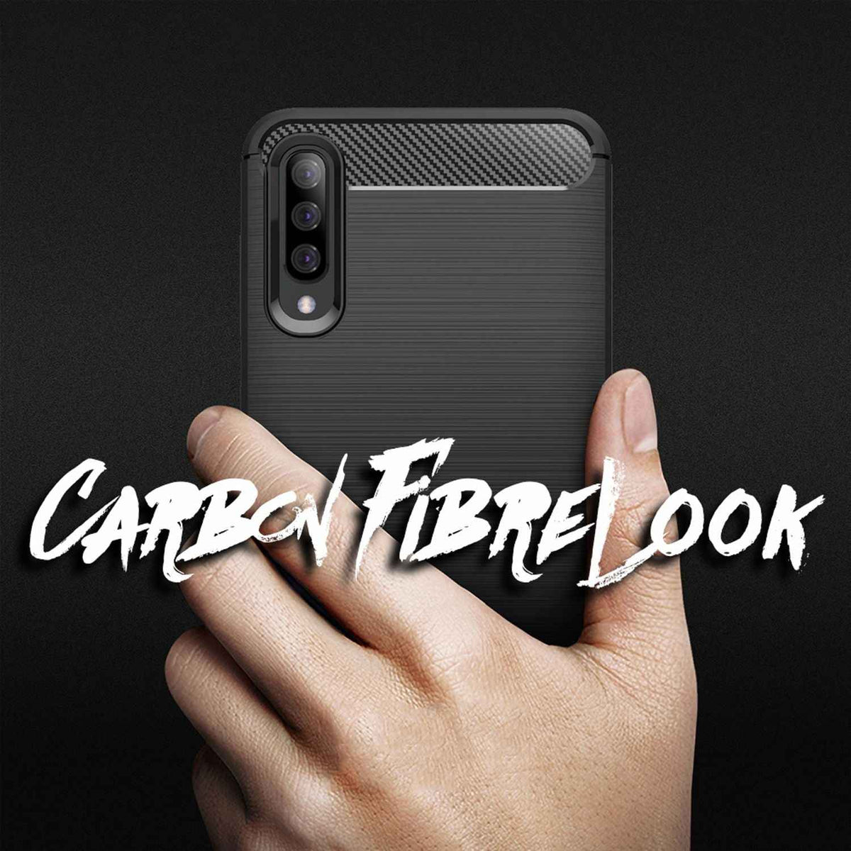 NALIA Design Case für Samsung Galaxy A70 Hülle, Karbon Stylische Handyhülle
