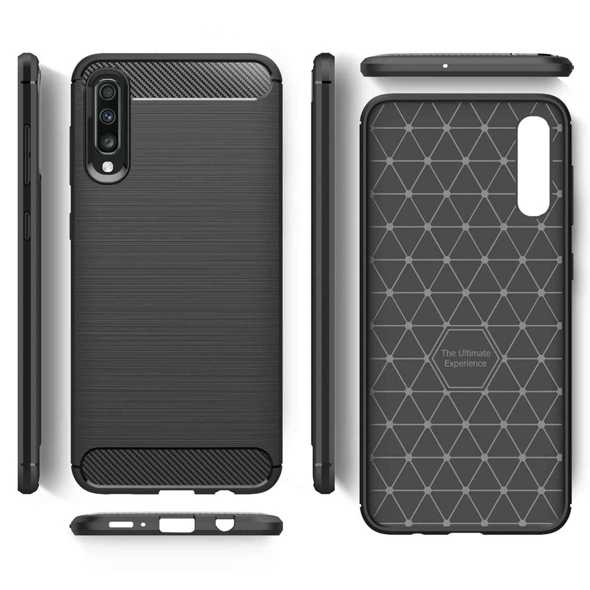 NALIA Design Case für Samsung Galaxy A70 Hülle, Karbon Stylische Handyhülle