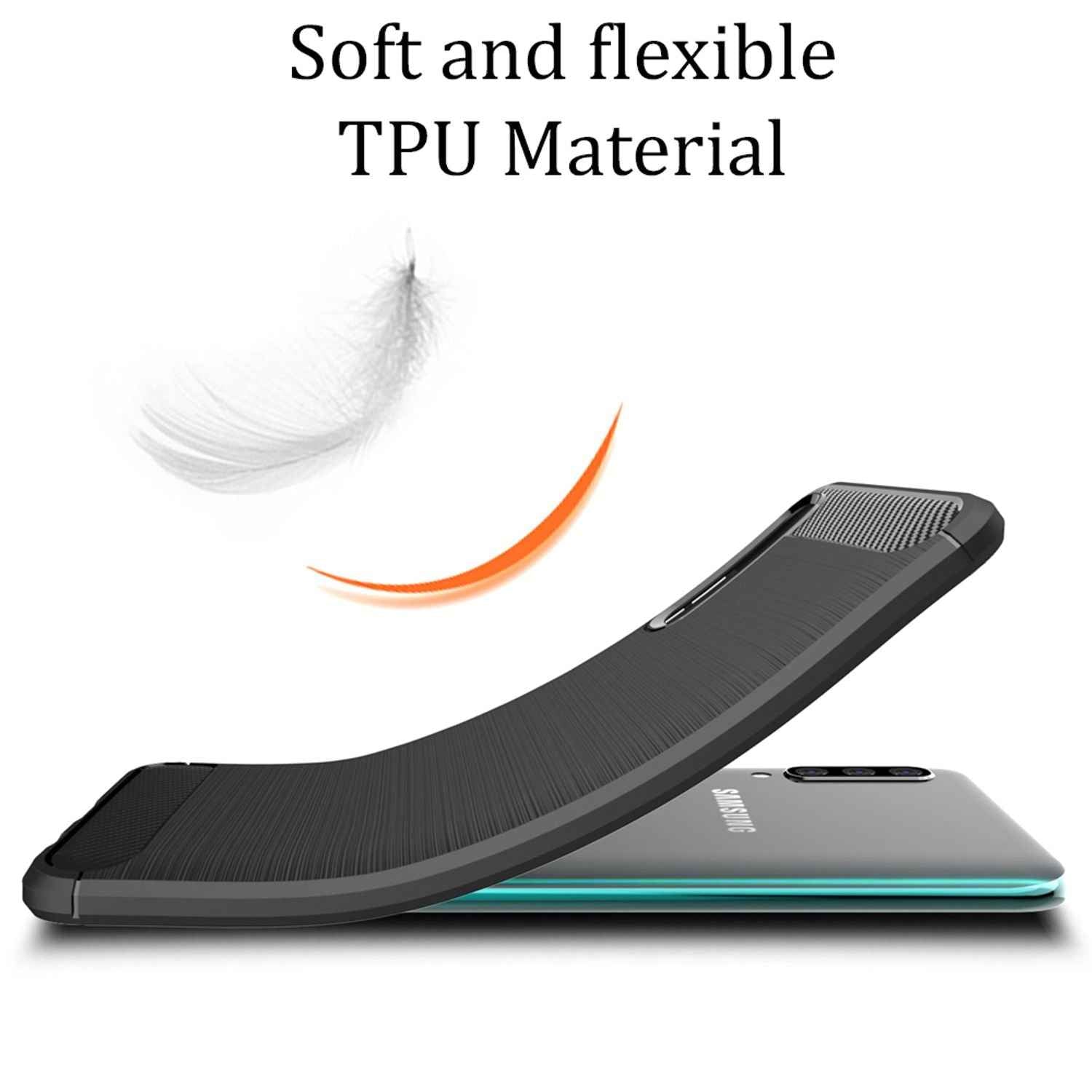 NALIA Design Case für Samsung Galaxy A70 Hülle, Karbon Stylische Handyhülle